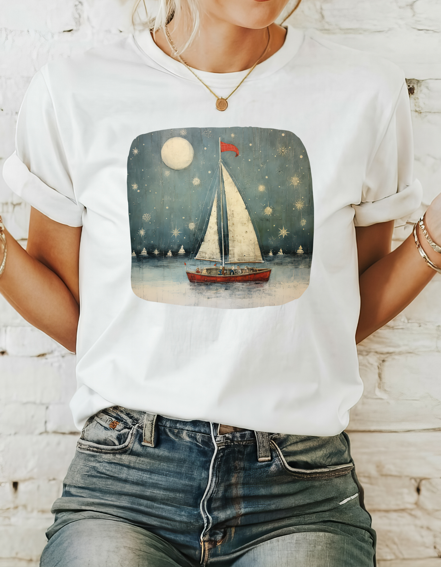 Christmas Nautical, Sailing Lover's Christmas Gift Unisex Tee Shirt, T-Shirt Sailing Gift Softstyle T-Shirt Tee Teeshirt Nautical Florida