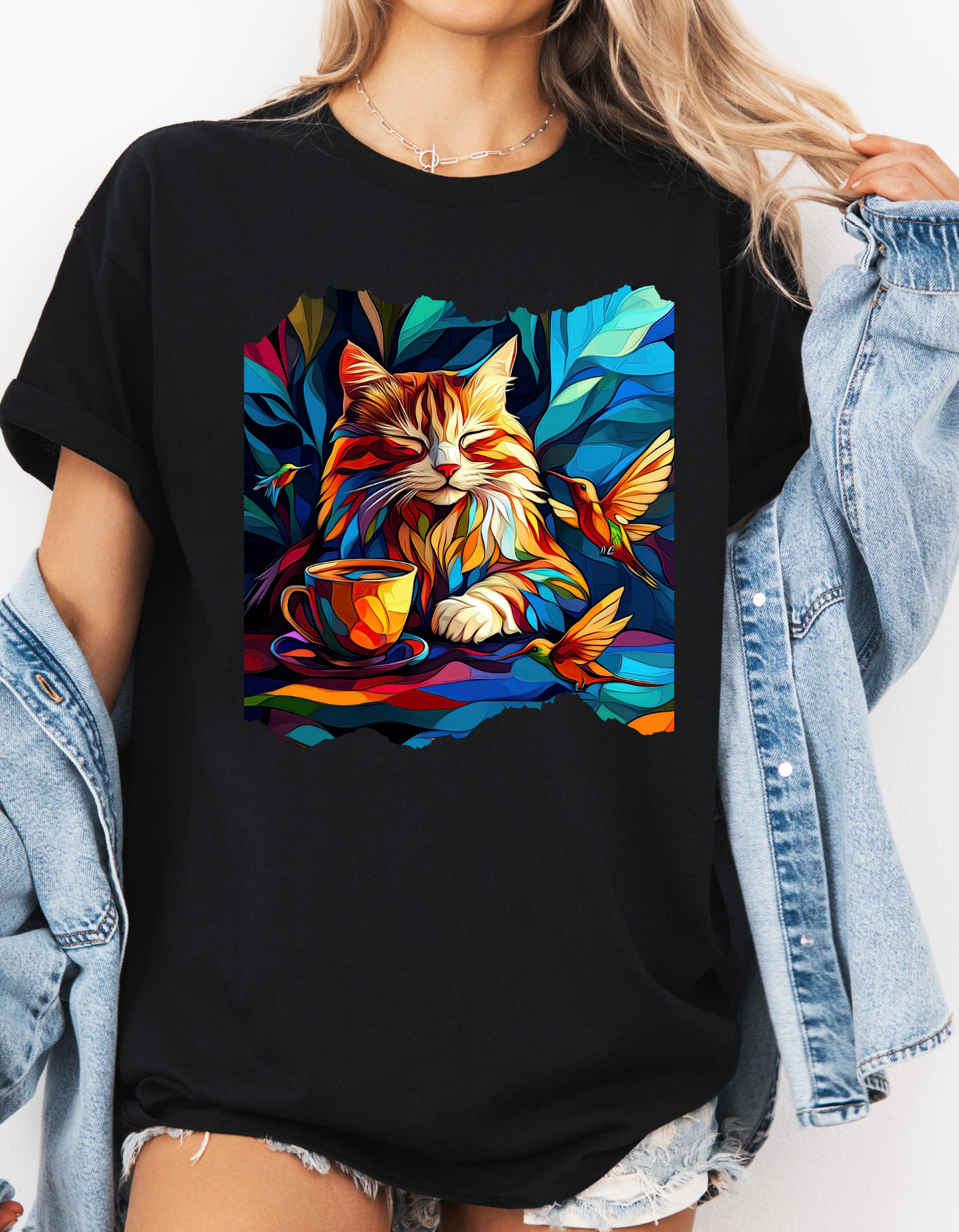 Coffee Cat - (V4) Cats and Coffee , Tea Shirt - T-shirt Coffee Lover - Cat Lover Unisex Heavy Cotton Tee T-Shirt