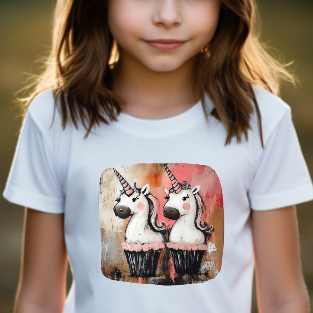 Kids Unicorn Cupcake Graphic Tee- Kids Graphic Tee - Pink Unicorn Design for Young Adventurers