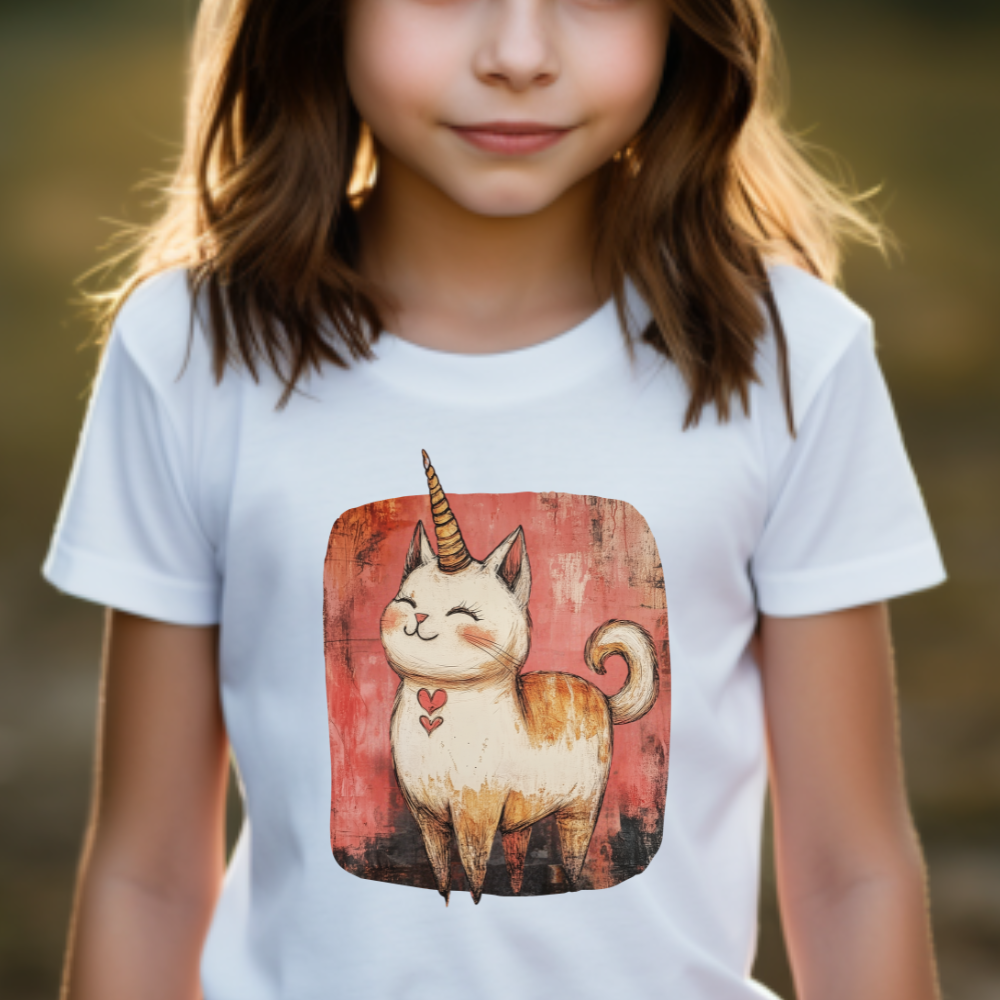 Kids Kitty Cat Unicorns Graphic Tee- Kids Graphic Tee - Adorable Cat Unicorn Design for Young Cat and Unicorn Lovers