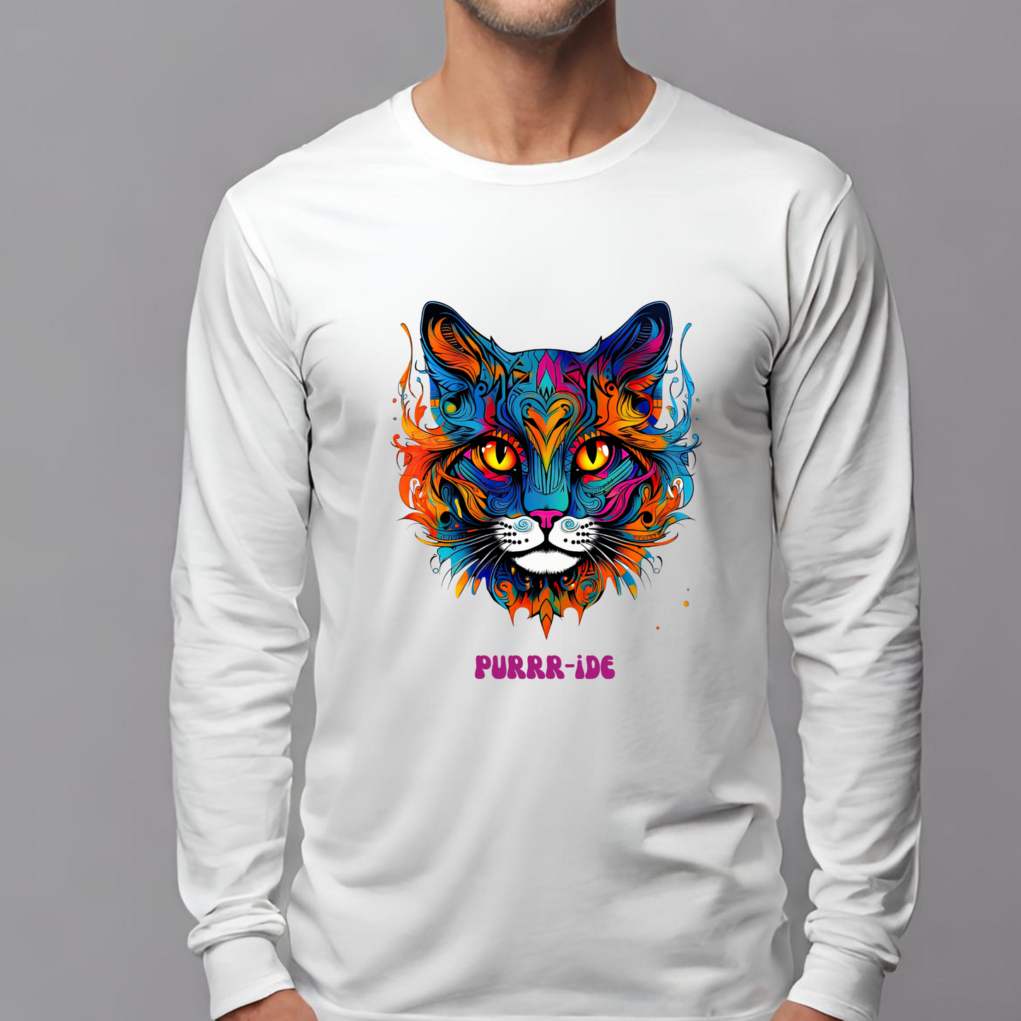 Pride Cats - Purr- ide Cat Shirt Cat Lover's Pride Colors Christmas Gift Unisex Jersey Long Sleeve Tee Shirt, T-Shirt, Exotic Cat