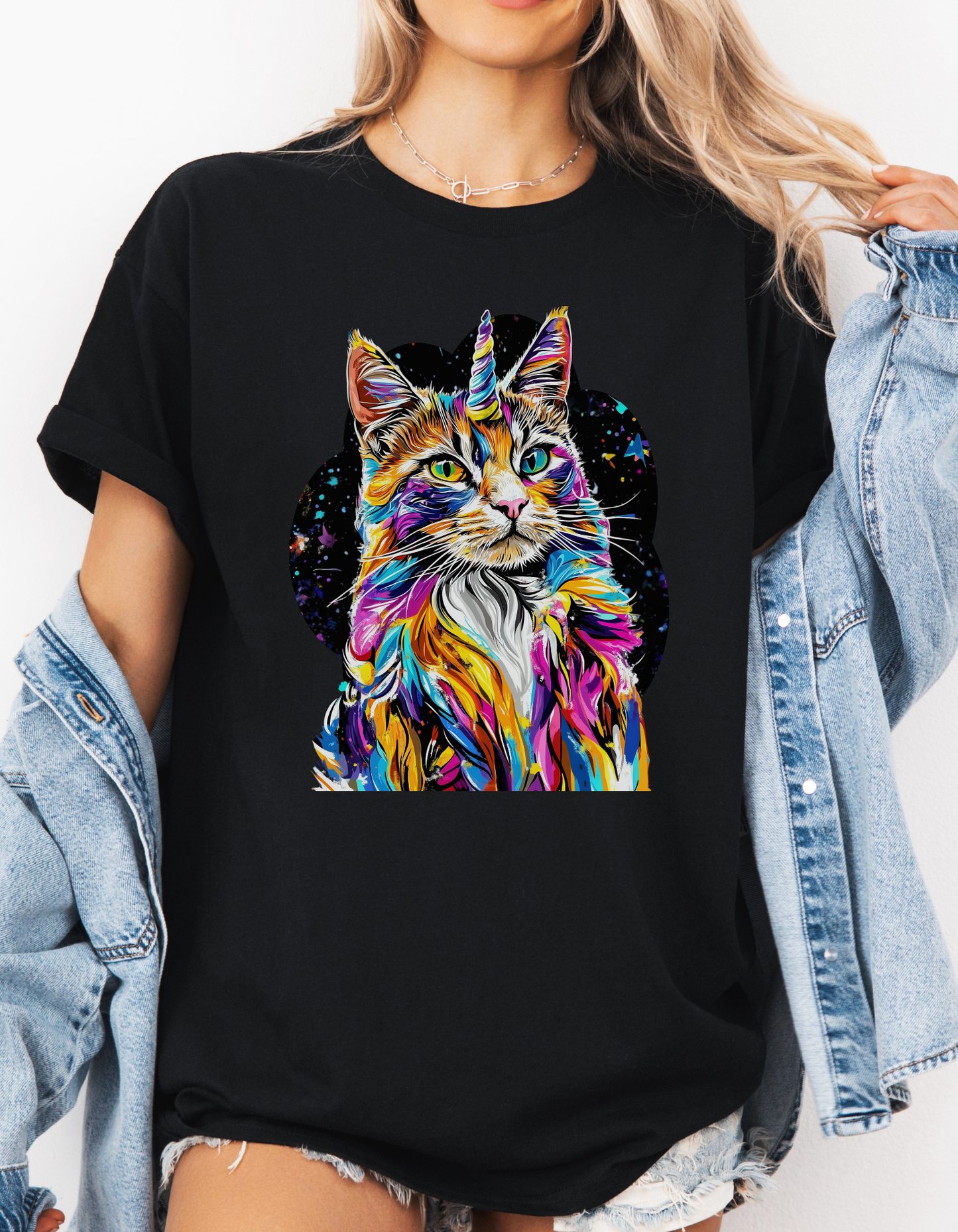 Very Serious Unicorn Cat Graphic Tee - Cat Unicorn Mythical Creature Gift Unisex Heavy Cotton Tee T-Shirt