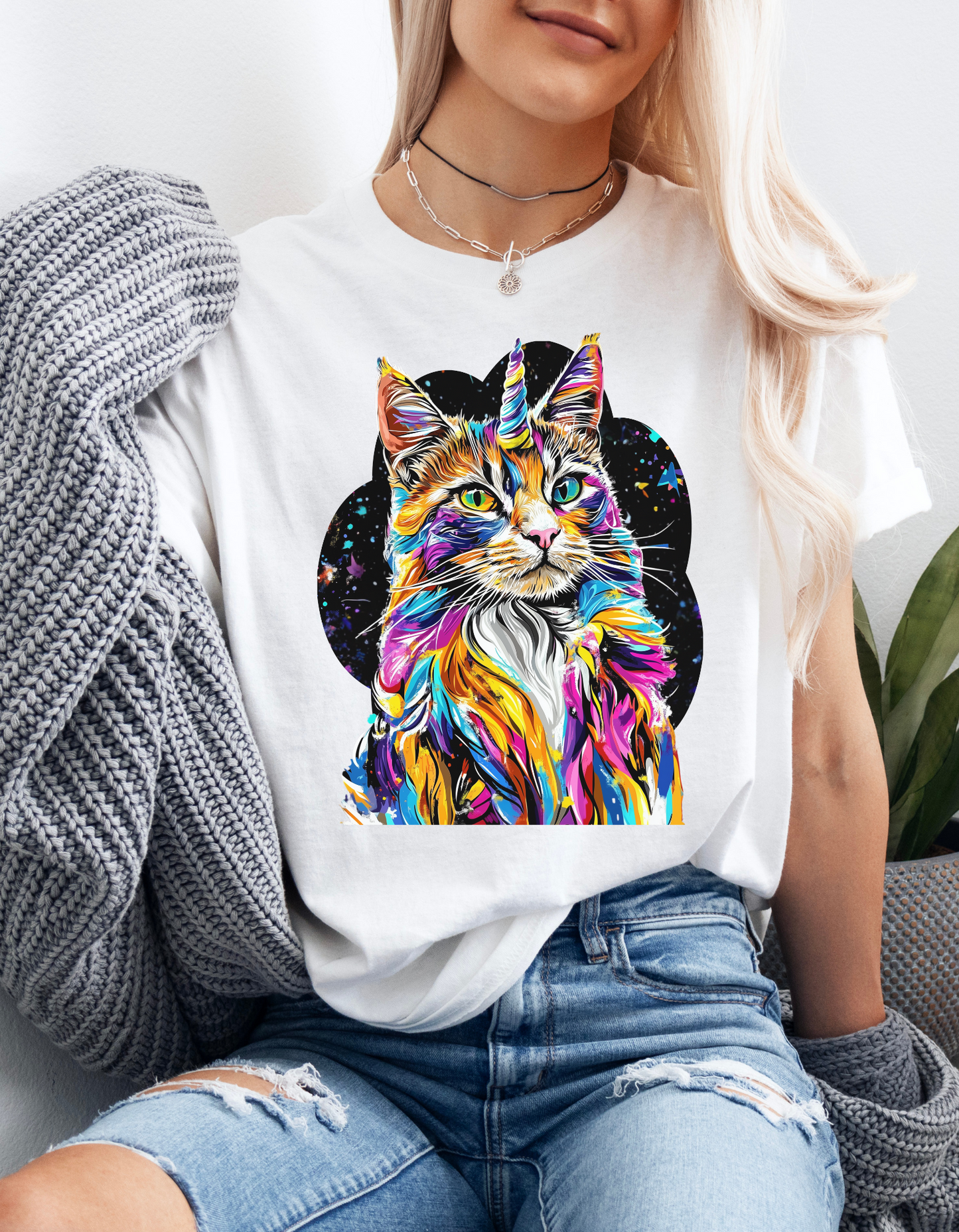Very Serious Unicorn Cat Graphic Tee - Cat Unicorn Mythical Creature Gift Unisex Heavy Cotton Tee T-Shirt