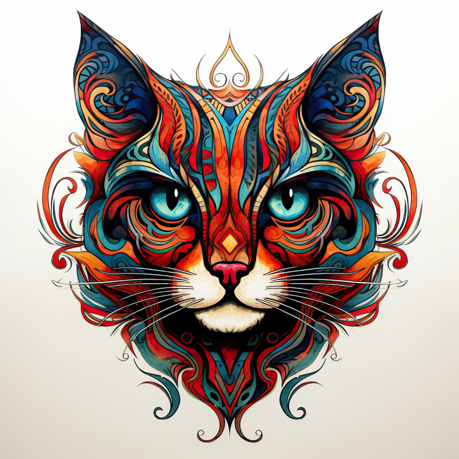 Cool & exotic cat art for graphic tees, tattoo orange tabby cat