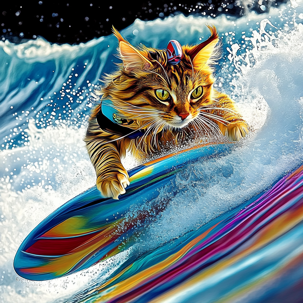 Surf Cat- Cats on Surfboard Graphic Tee