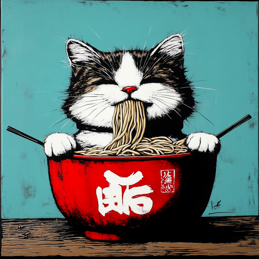 Ramen Noodle Cute Cat Graphic Tee