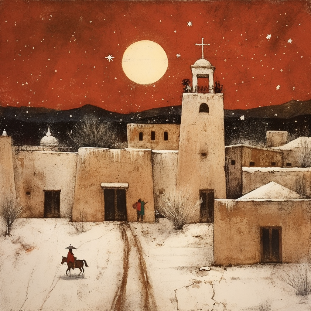 New Mexico Mission Church Pueblos Holiday Art