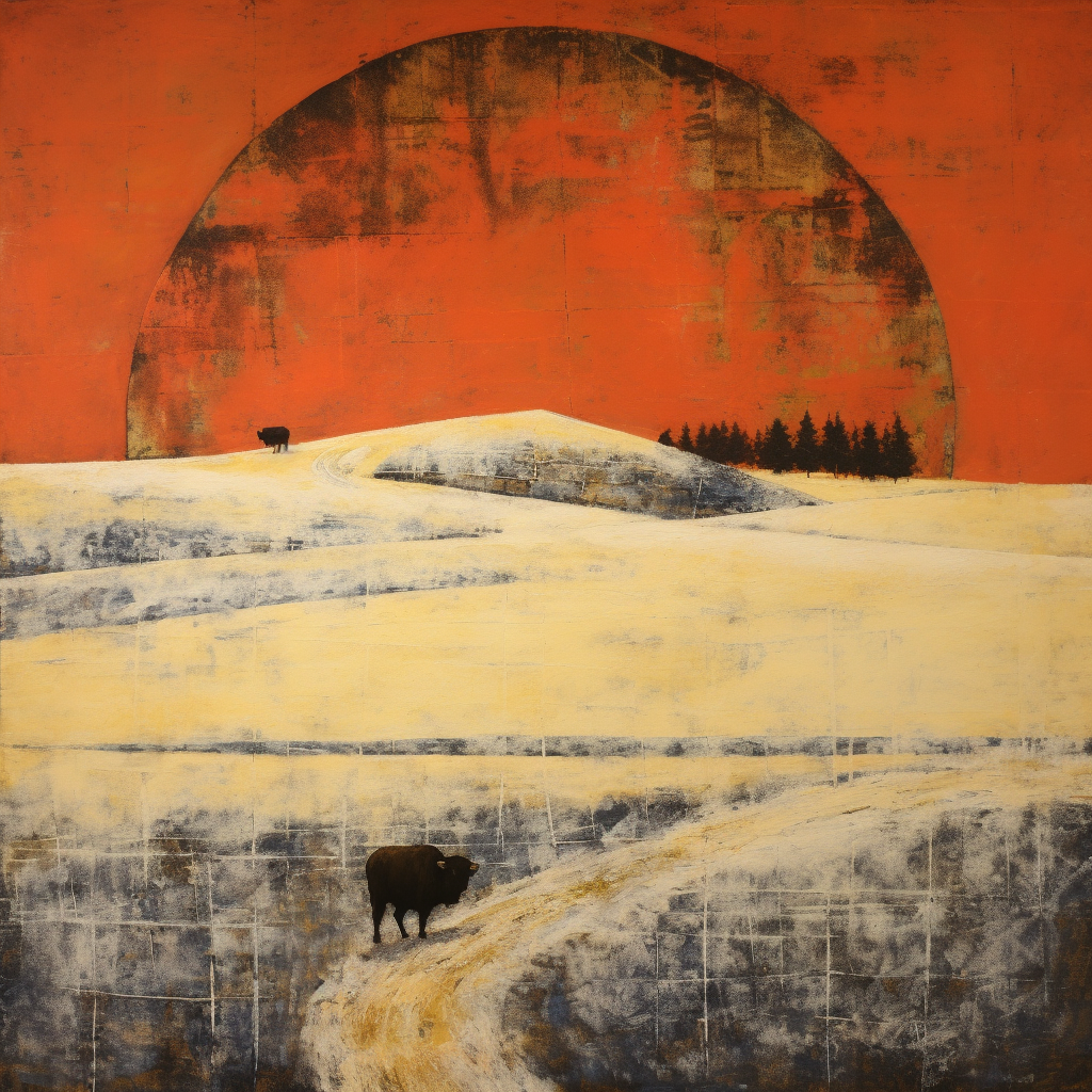 Montana Wyoming Graphic Buffalo Travel Destination Art