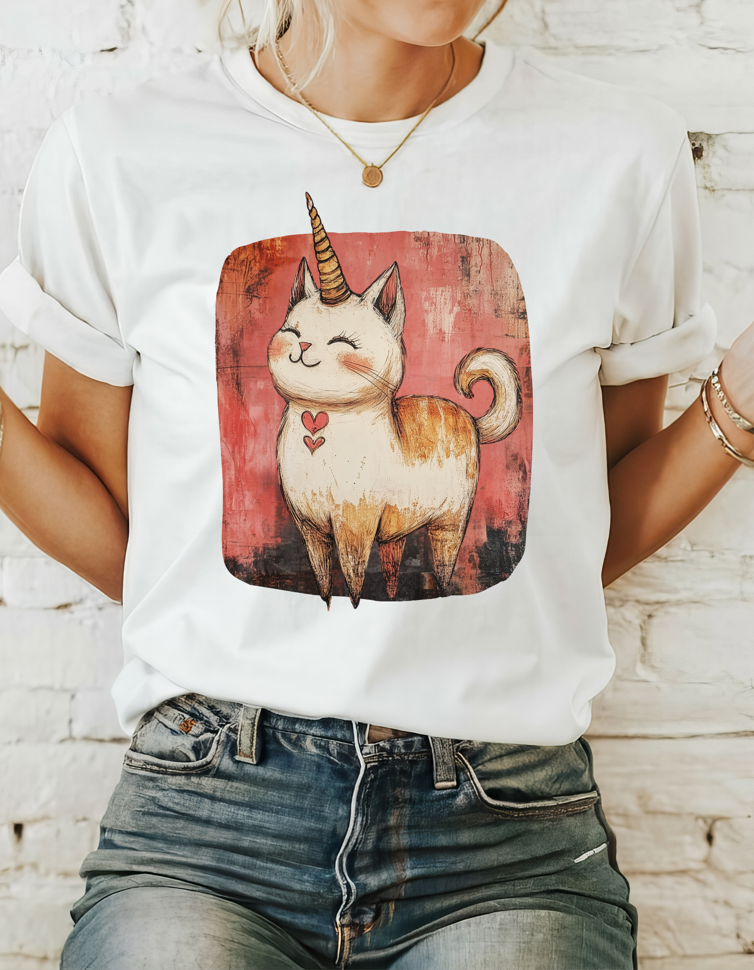 Kawaii neko unicorn cat mythical creature graphic tee unisex