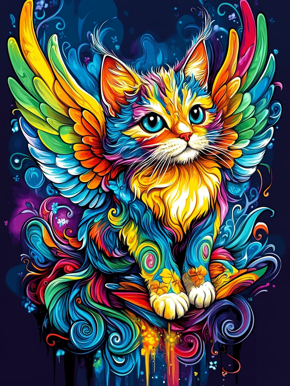 Cat Angel design for graphic tee