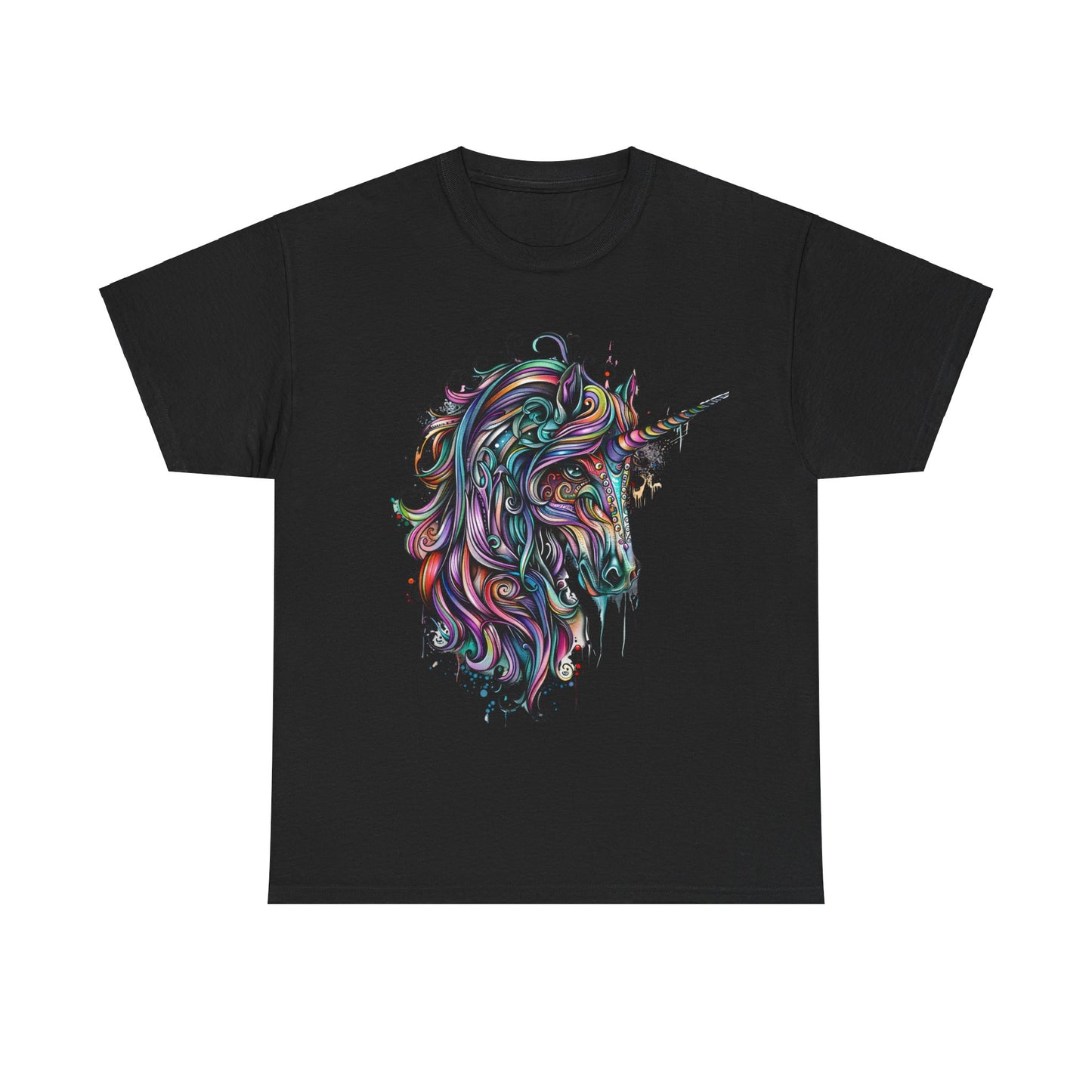 Dark Carousel Unicorn Head - Unicorn Lovers Graphic Tee Unisex Heavy Cotton Tee T-Shirt