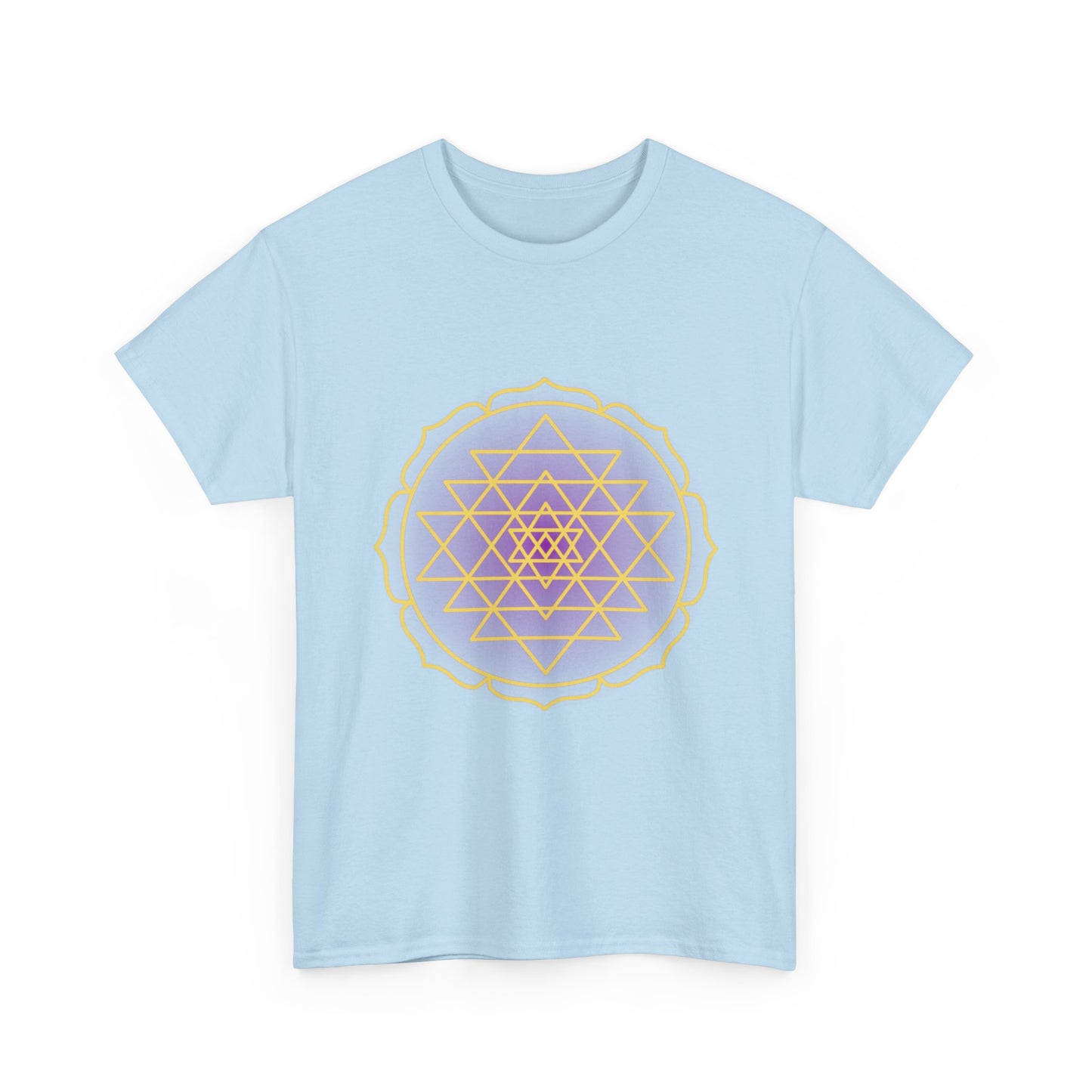 Sri Yantra, Purple Glow, Shree Yantra, Shri Chakra  Nava Chakra Shirt - Graphic Tee - Yoga, Zen, Hindu Gifts Unisex Heavy Cotton Graphic Tee T-Shirt