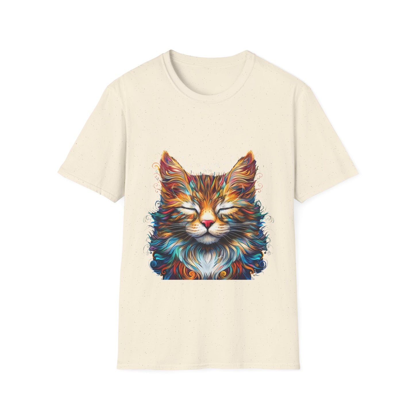 Chill Vibe Meditating Cat Shirt, Cat Lover's Graphic Tee Graphic Unisex T- Shirt, T-Shirt Cat Lovers Gift  Softstyle T-Shirt Tee Teeshirt Stylized Cat