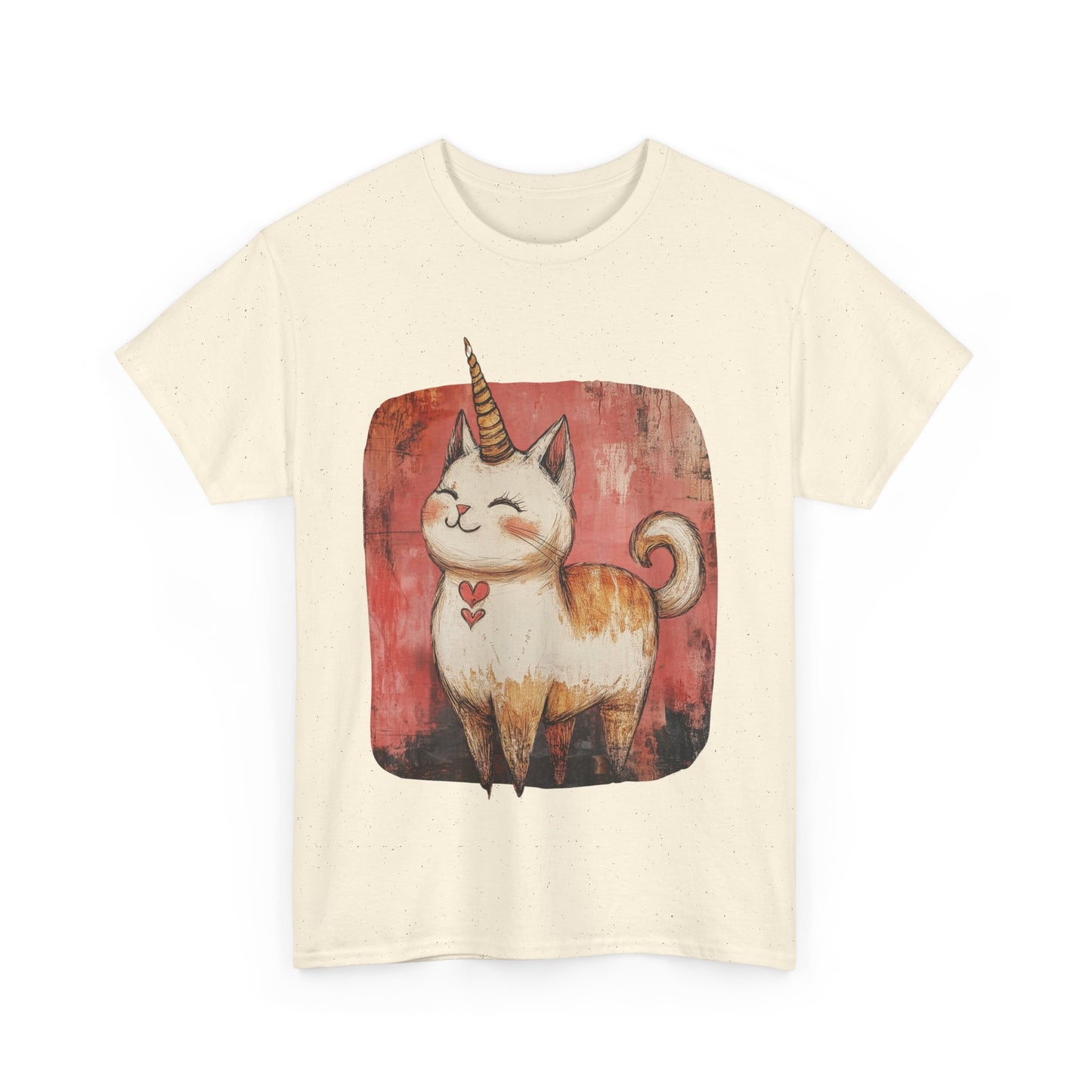 Adorable Kawaii Neko Unicorn Cat Graphic Tee -  Cat Unicorn Mythical Creature Gift Unisex Adult Size Heavy Cotton Tee T-Shirt