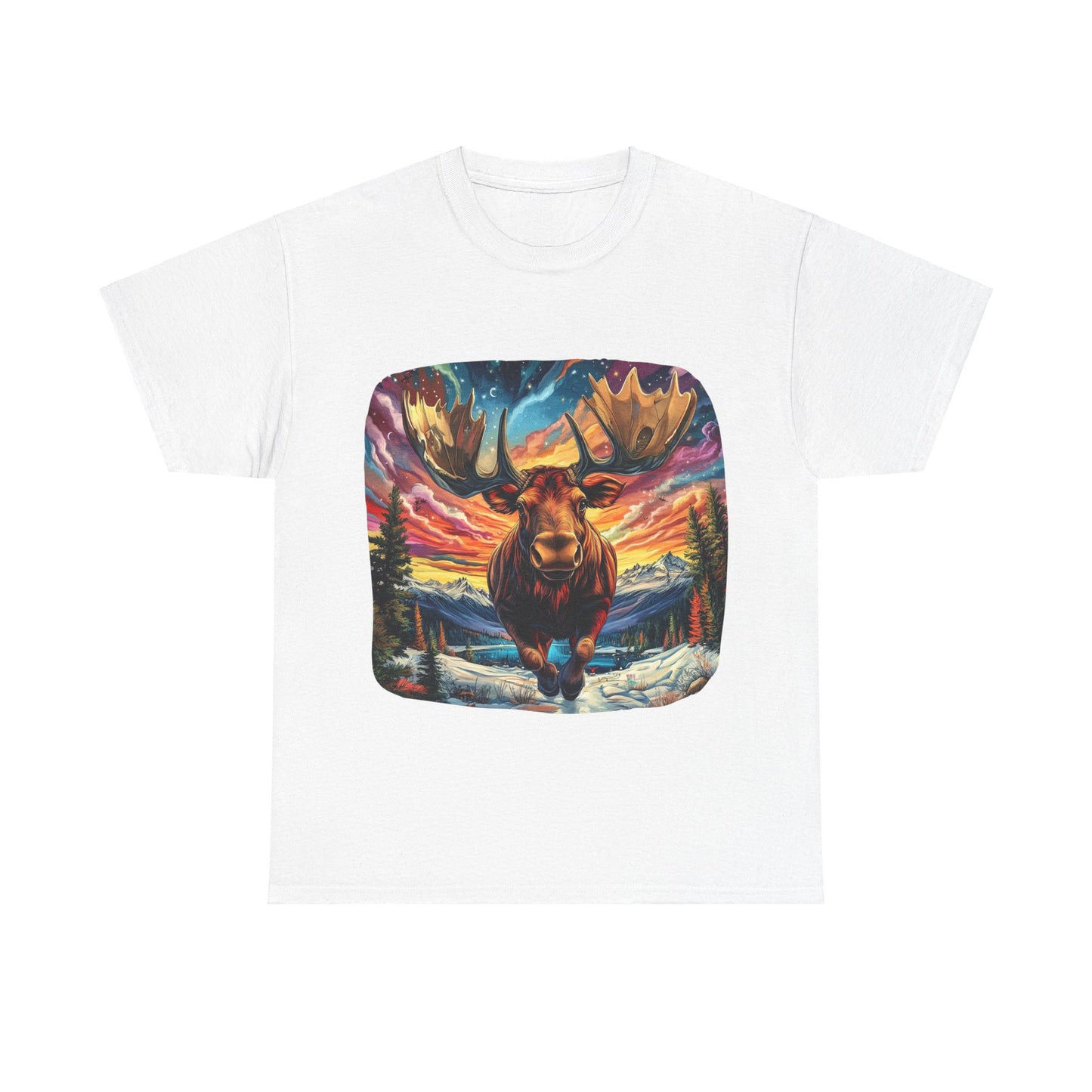 Romping Moose  - Vermont, Yukon, BC Moose - Moose Lover Unisex Heavy Cotton Tee T-Shirt