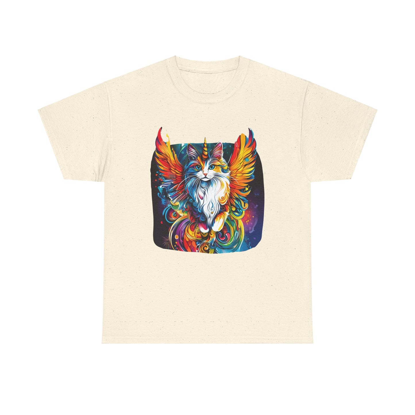 Golden Wings  Angel CatUnicorn, Cat Memorial Unicorn Cat with Angel Wings Graphic Tee-  Cat Gift Unisex Heavy Cotton Tee T-Shirt