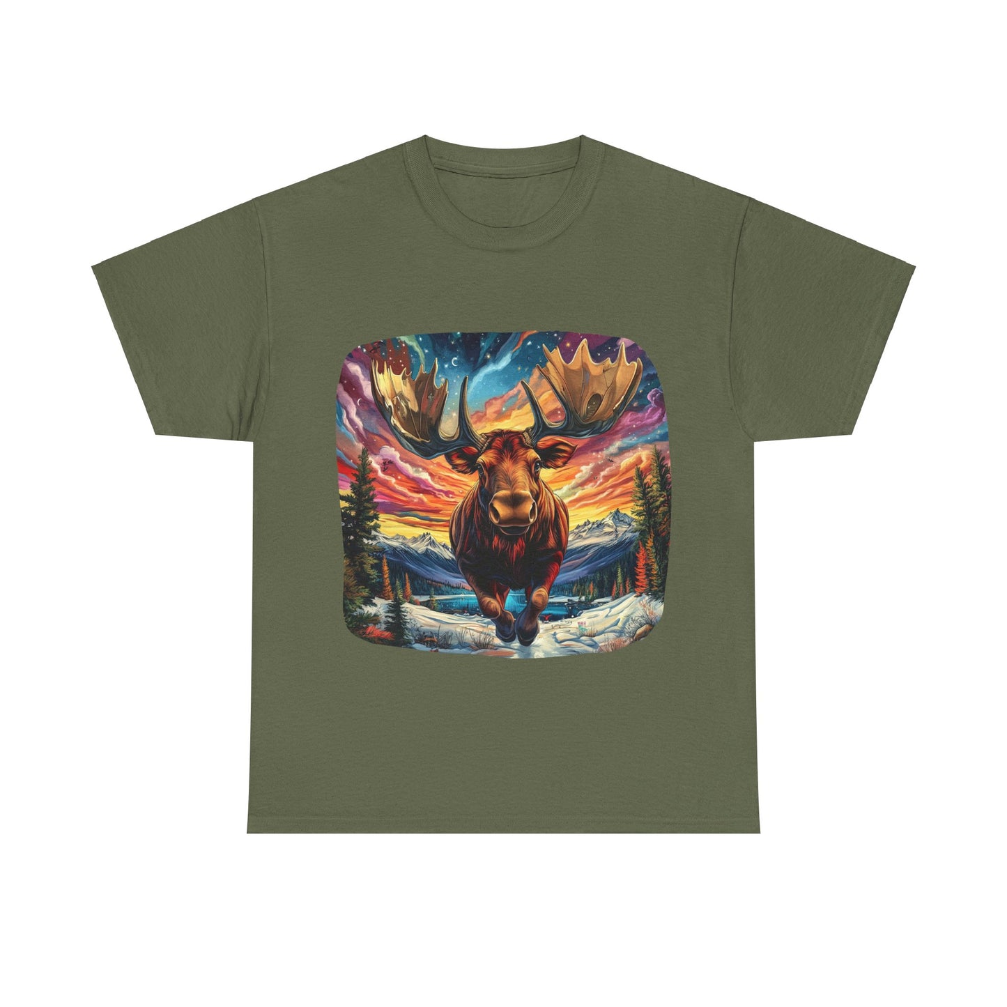 Romping Moose  - Vermont, Yukon, BC Moose - Moose Lover Unisex Heavy Cotton Tee T-Shirt