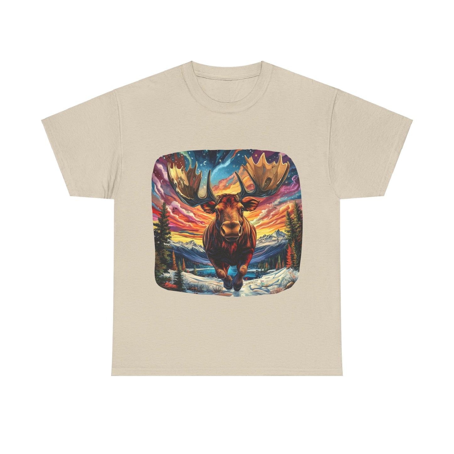 Romping Moose  - Vermont, Yukon, BC Moose - Moose Lover Unisex Heavy Cotton Tee T-Shirt