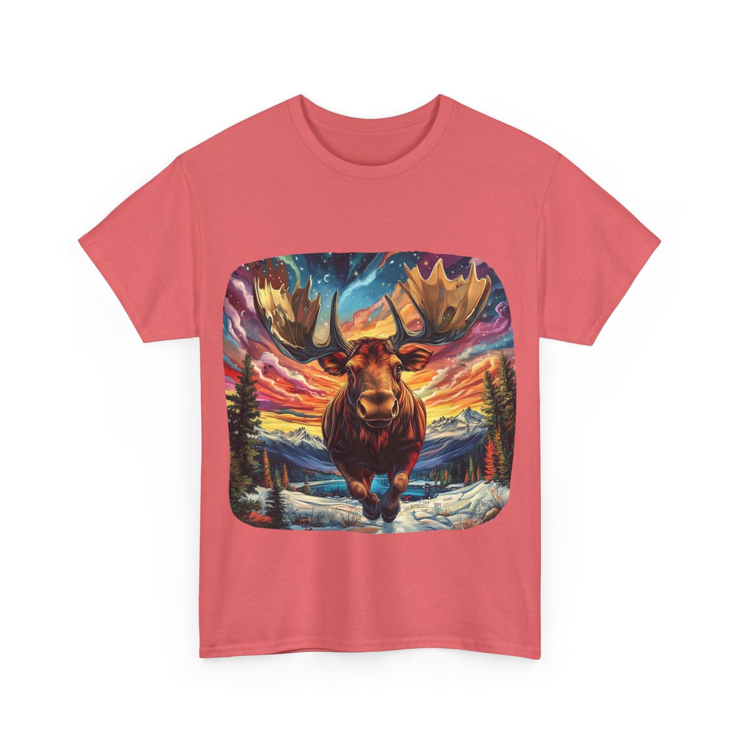 Romping Moose  - Vermont, Yukon, BC Moose - Moose Lover Unisex Heavy Cotton Tee T-Shirt