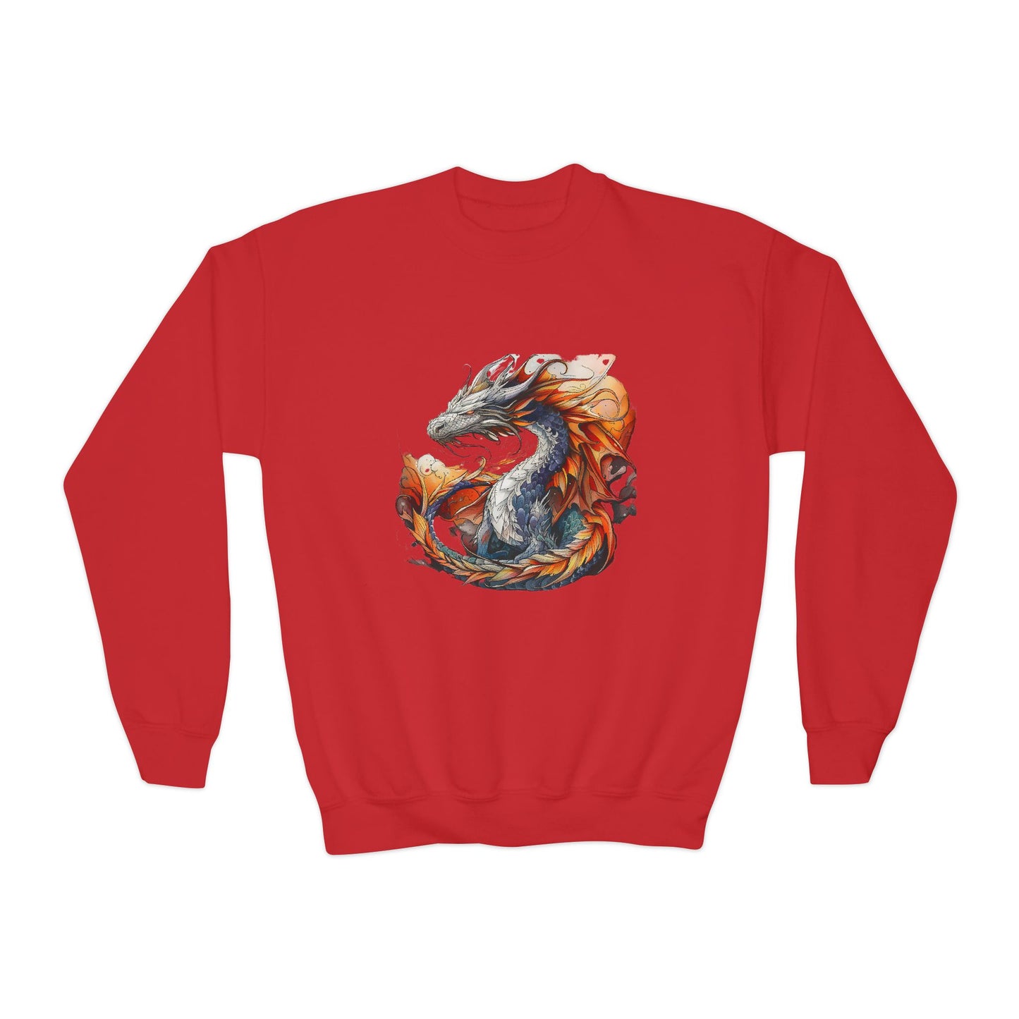 Fire Dragon Kids Sweatshirt -  Kids Boys Youth Crewneck Sweatshirt -Dragon Lover Gift