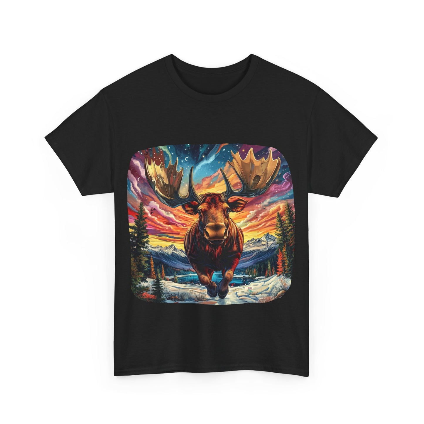 Romping Moose  - Vermont, Yukon, BC Moose - Moose Lover Unisex Heavy Cotton Tee T-Shirt