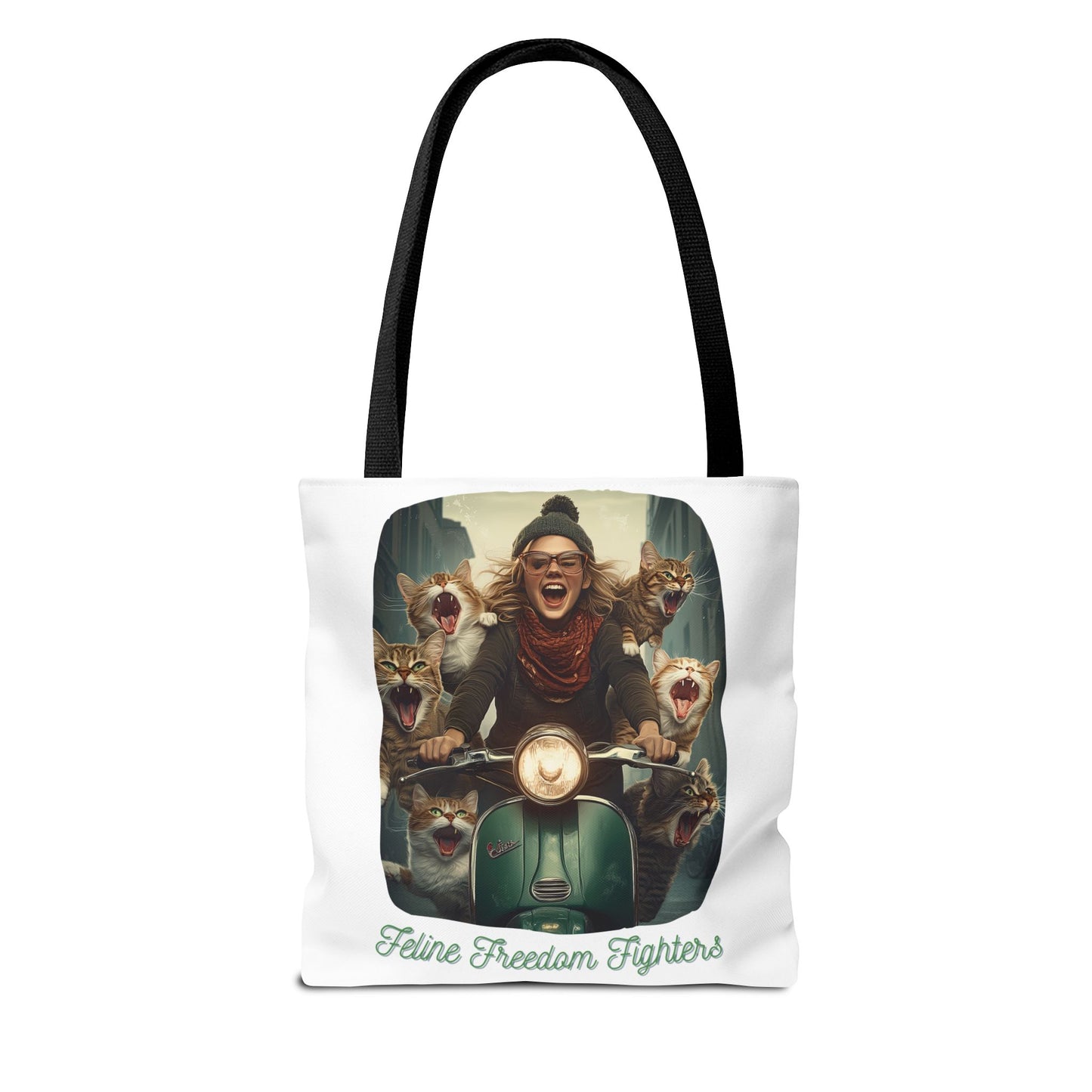 "Feline Freedom Fighters" Childless Cat Lady Tote Bag - Childless Cat Lady Tote Bag (AOP)