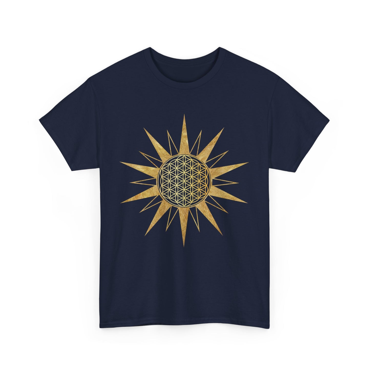 Flower of Life in Sacred Star, Sacred Geometry Tee Shirt - Graphic Tee - Yoga, Zen, Meditation Gifts Unisex Heavy Cotton Graphic Tee T-Shirt