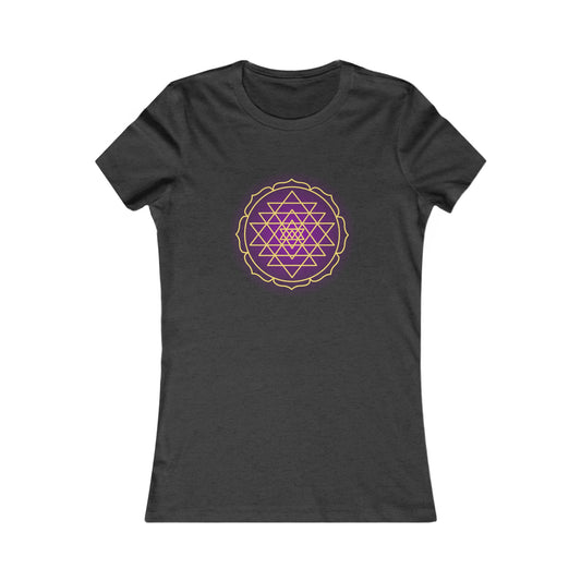 Sri Yantra - Purple Glow - Shree Yantra, Shri Chakra, Nava Chakra Shirt, Yoga Tees, Yoga Graphic T-shirt, Ladies Cut Graphic Tees