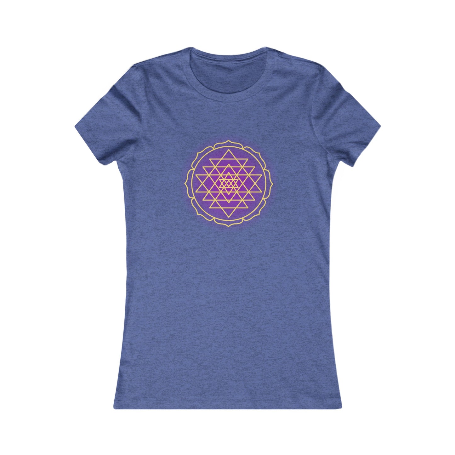 Sri Yantra - Purple Glow - Shree Yantra, Shri Chakra, Nava Chakra Shirt, Yoga Tees, Yoga Graphic T-shirt, Ladies Cut Graphic Tees