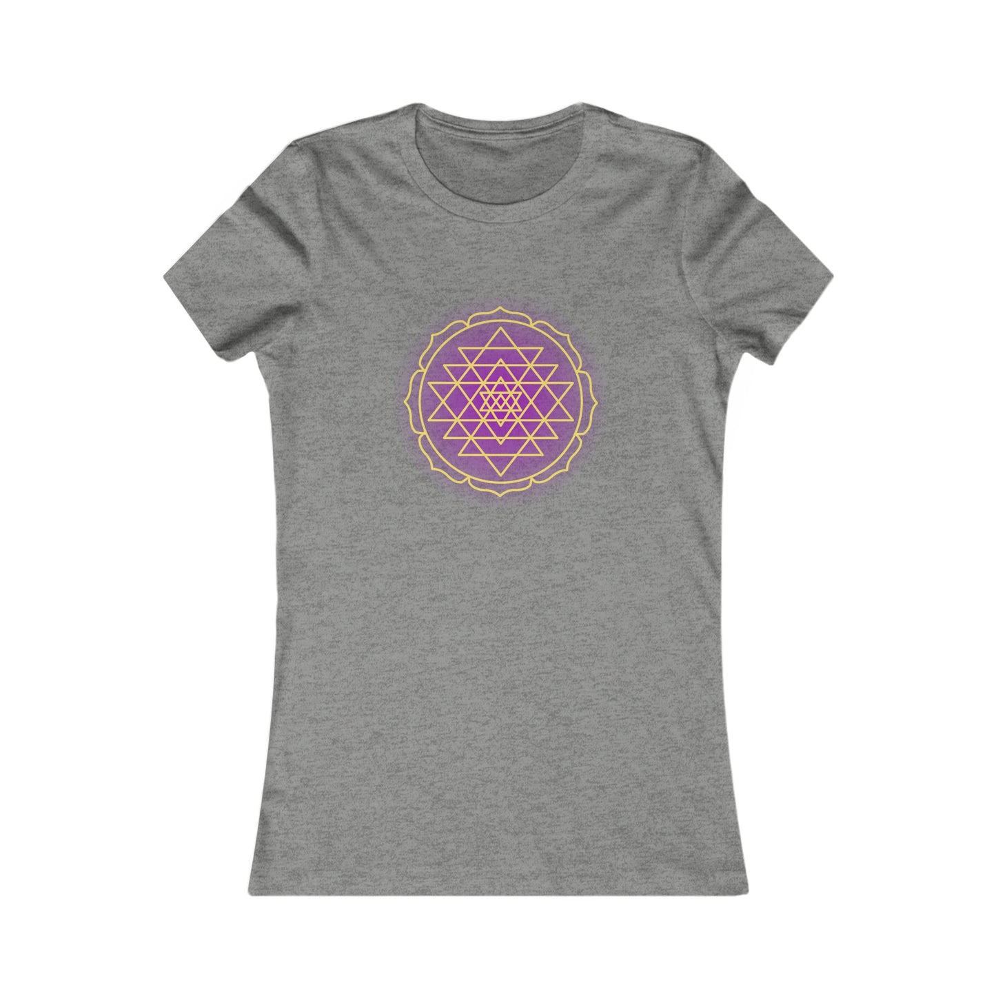 Sri Yantra - Purple Glow - Shree Yantra, Shri Chakra, Nava Chakra Shirt, Yoga Tees, Yoga Graphic T-shirt, Ladies Cut Graphic Tees