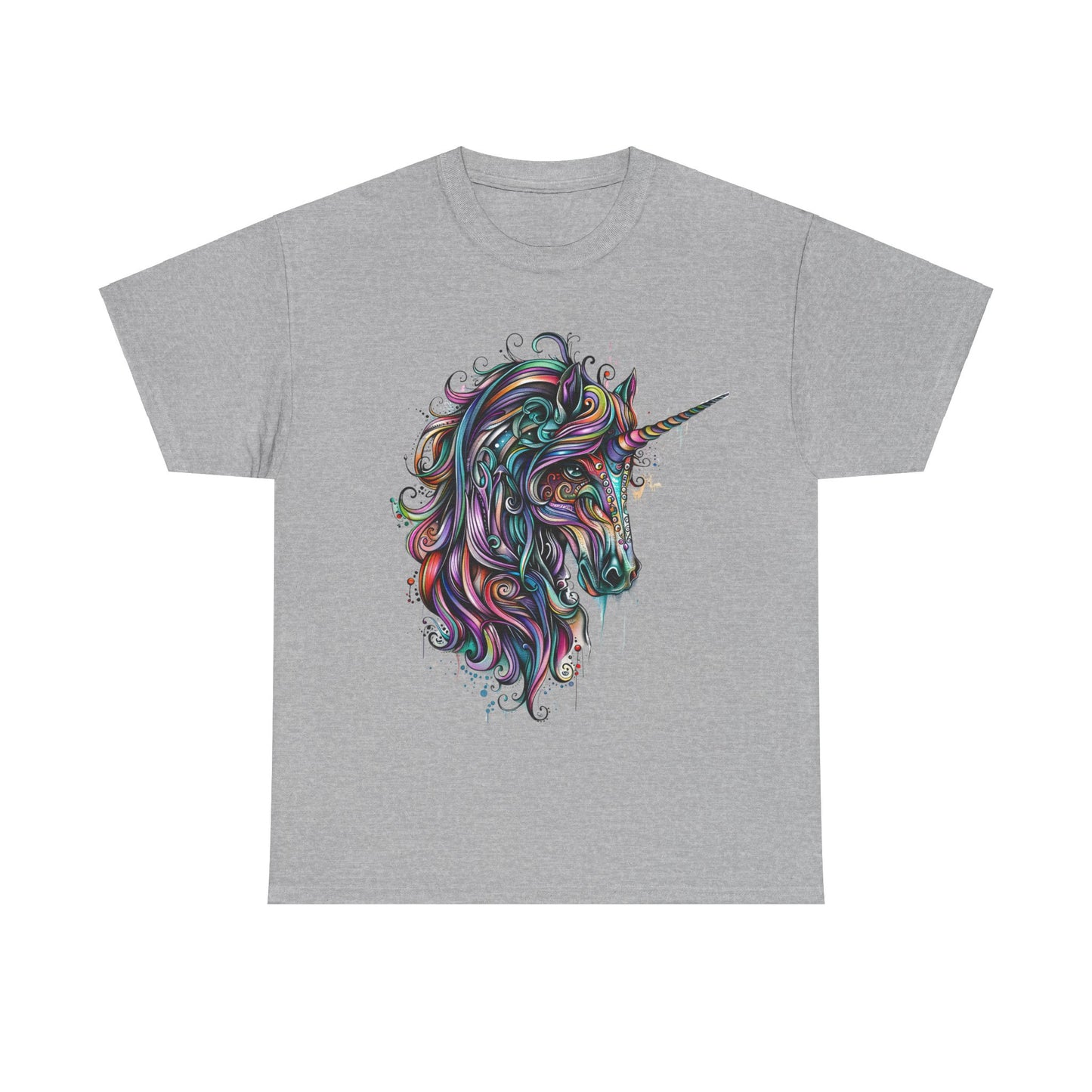 Dark Carousel Unicorn Head - Unicorn Lovers Graphic Tee Unisex Heavy Cotton Tee T-Shirt