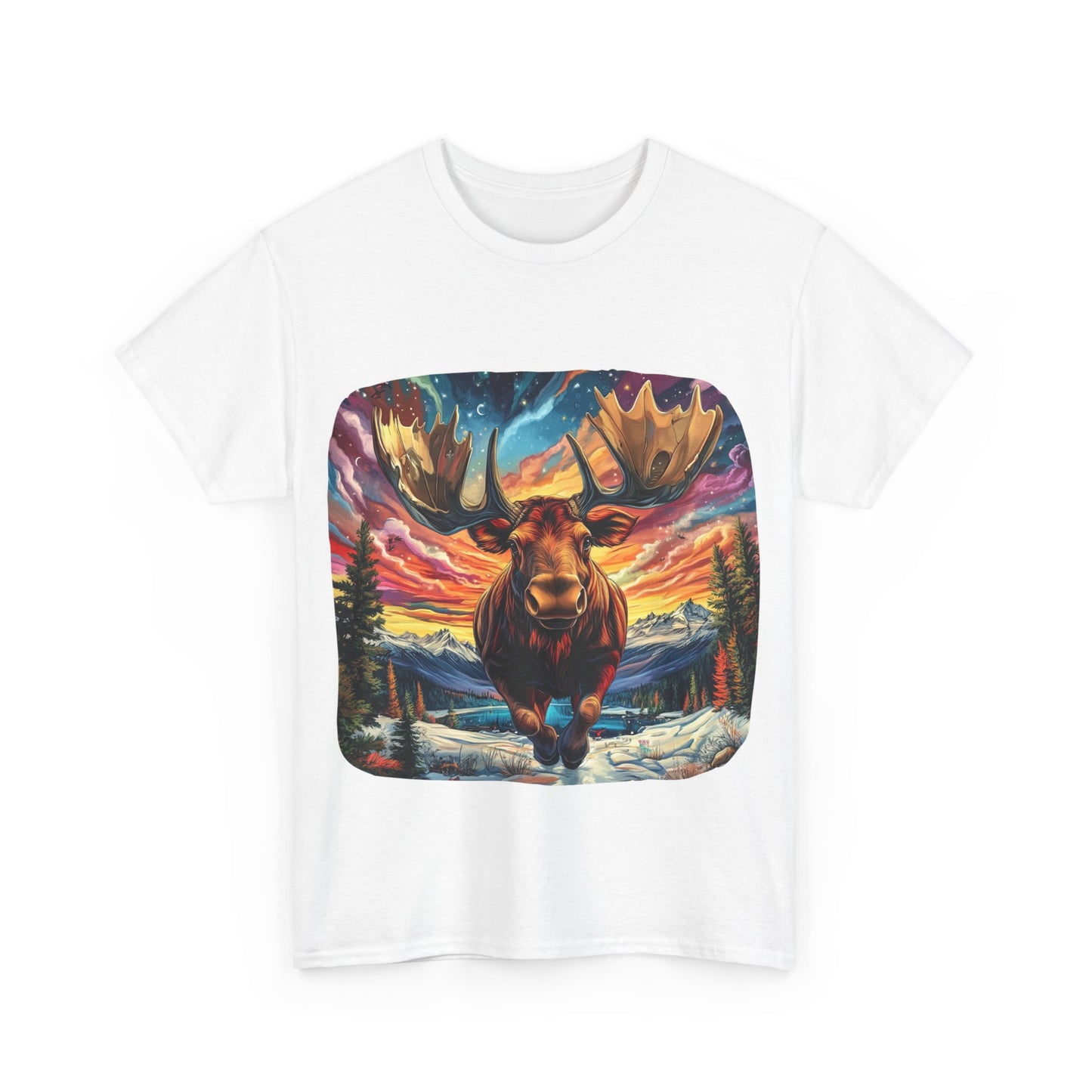 Romping Moose  - Vermont, Yukon, BC Moose - Moose Lover Unisex Heavy Cotton Tee T-Shirt