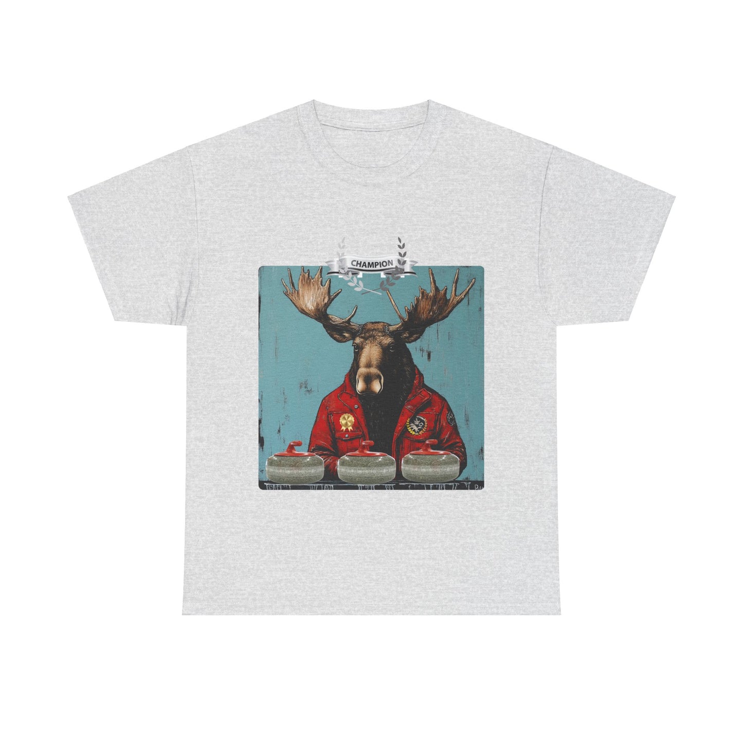 Moose Curling Champion V3- Moose Lover Unisex Heavy Cotton Tee T-Shirt