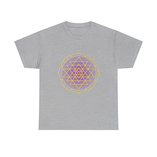 Sri Yantra, Purple Glow, Shree Yantra, Shri Chakra  Nava Chakra Shirt - Graphic Tee - Yoga, Zen, Hindu Gifts Unisex Heavy Cotton Graphic Tee T-Shirt