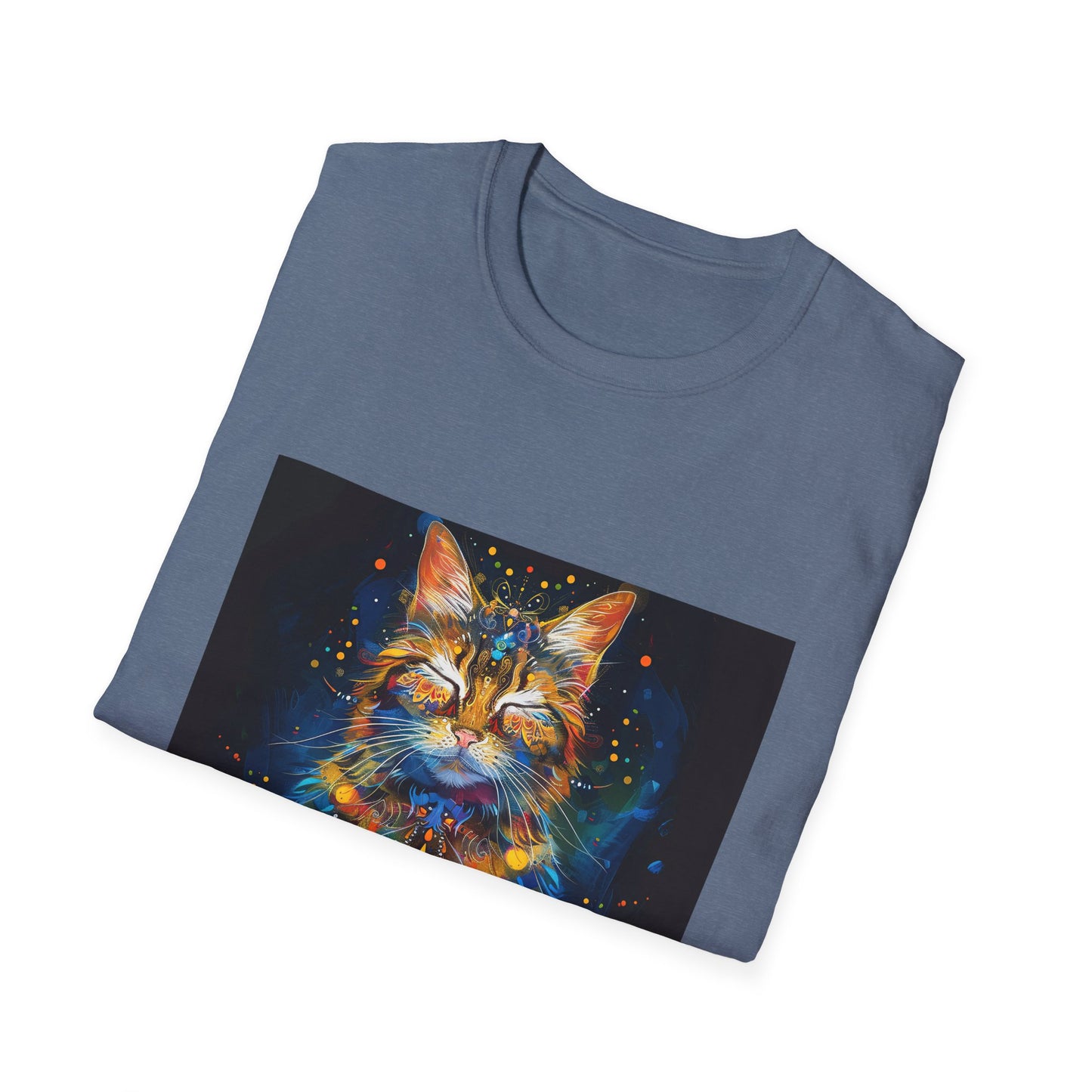 Meditating Cat Graphic Yoga Shirt, Cat Lover's Graphic Tee Graphic Unisex T- Shirt, T-Shirt Cat Lovers Gift  Softstyle T-Shirt Tee Teeshirt Stylized Cat