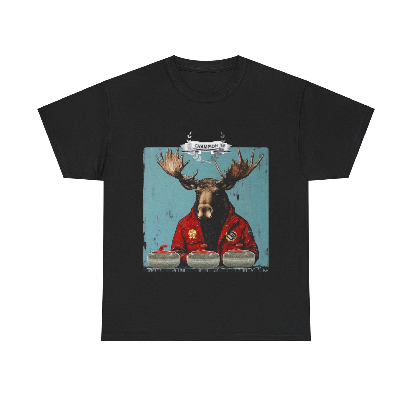 Moose Curling Champion V3- Moose Lover Unisex Heavy Cotton Tee T-Shirt