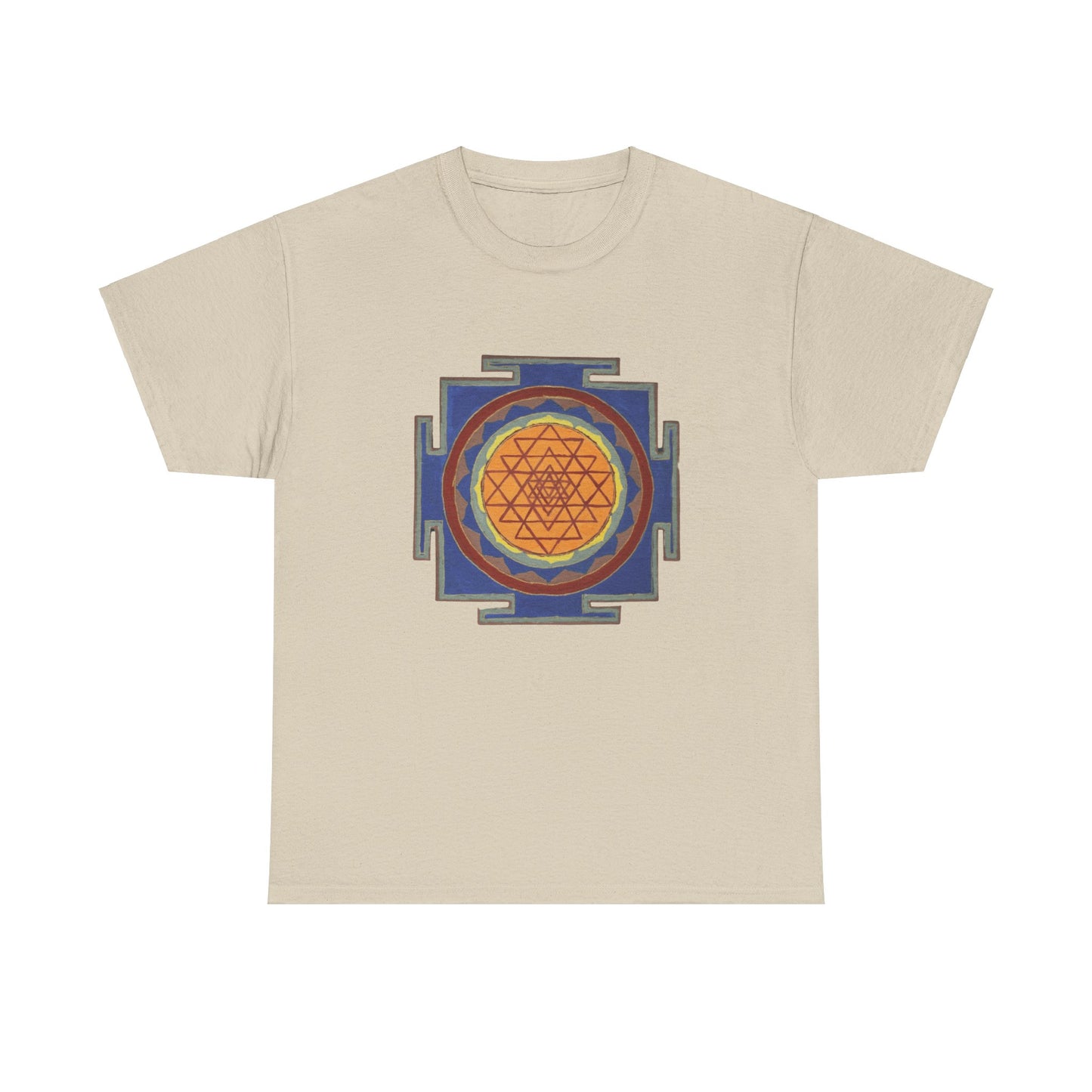 Antique Style Sacred Geometry, Sri Yantra Graphic Tee - Yoga, Zen, Meditation Gifts Heavy Cotton Graphic Tee T-Shirt