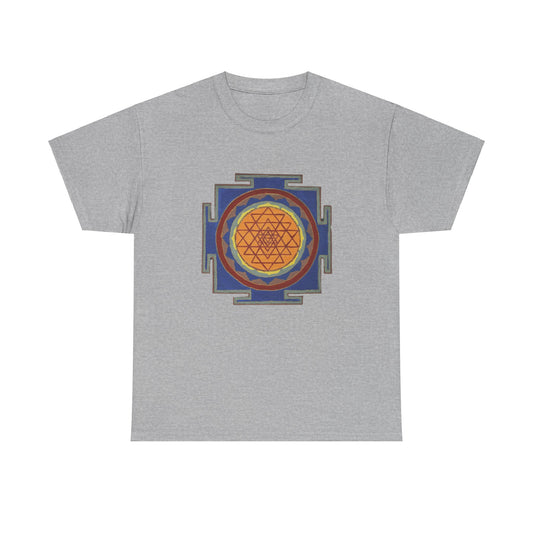 Antique Style Sacred Geometry, Sri Yantra Graphic Tee - Yoga, Zen, Meditation Gifts Heavy Cotton Graphic Tee T-Shirt