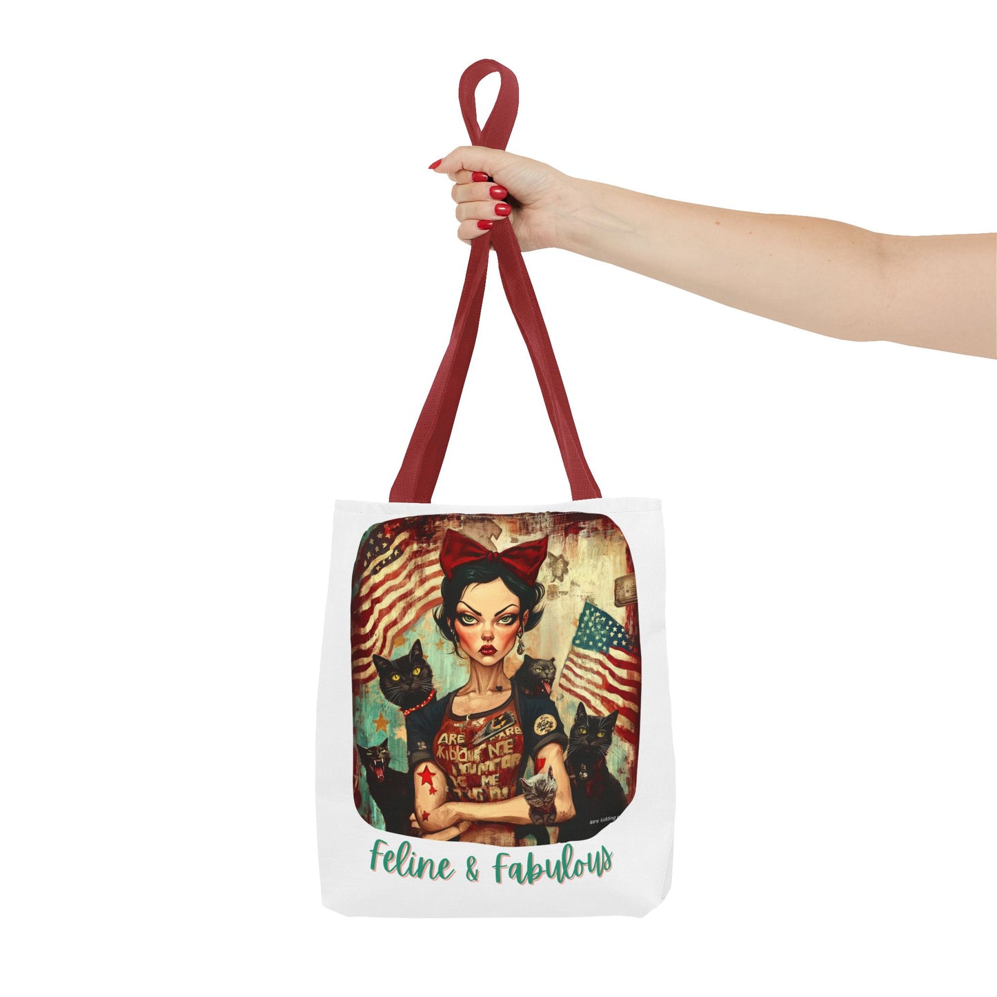 "Feline & Fabulous" Childless Cat Lady Bag -  Childless Cat Lady Tote Bag (AOP)