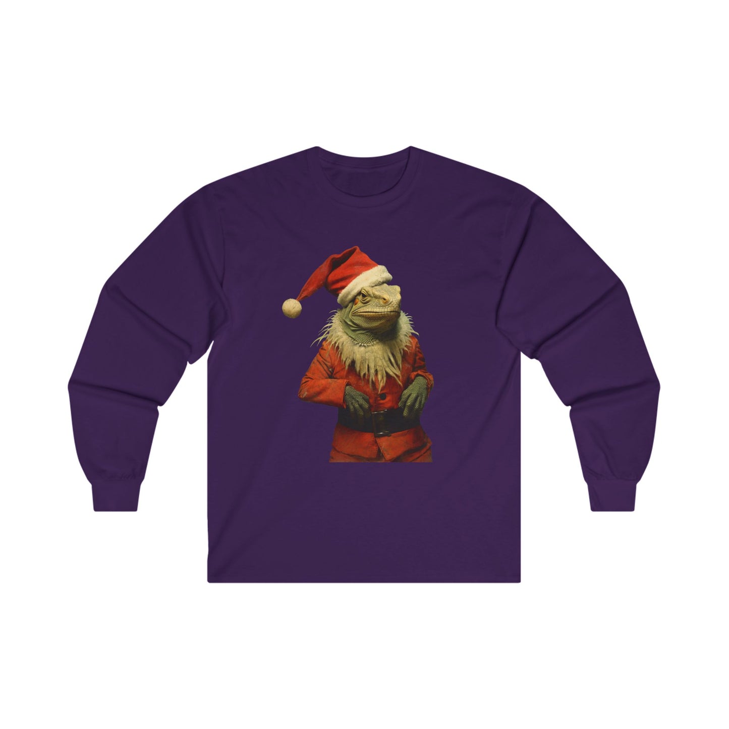 Iguana Christmas - Reptile Dragon in Christmas Santa Suit, Long Sleeve T-shirt Ultra Cotton Long Sleeve Tee t Gift Holiday Fun