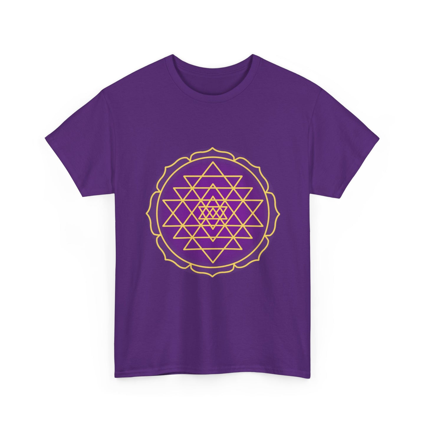 Sri Yantra, Purple Glow, Shree Yantra, Shri Chakra  Nava Chakra Shirt - Graphic Tee - Yoga, Zen, Hindu Gifts Unisex Heavy Cotton Graphic Tee T-Shirt