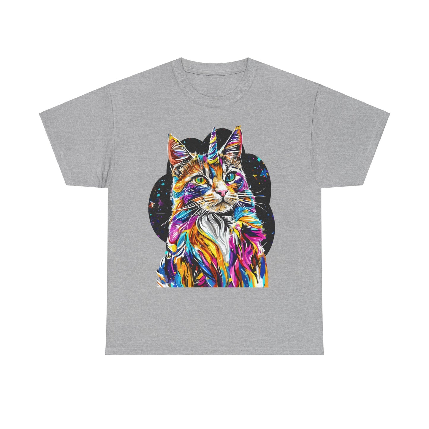 Very Serious Unicorn Cat Graphic Tee -  Cat Unicorn Mythical Creature Gift Unisex Heavy Cotton Tee T-Shirt