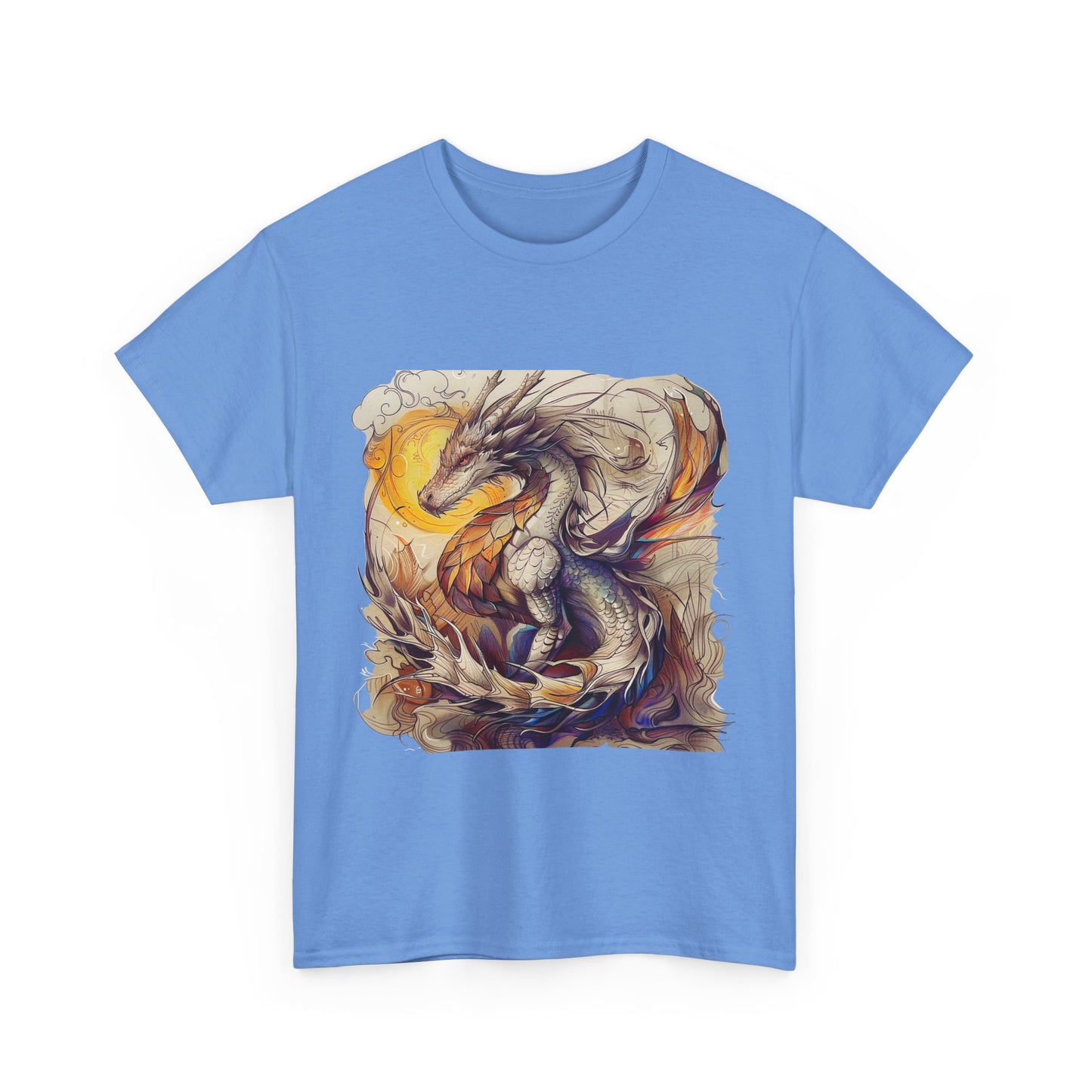 White Light Dragon Graphic Tee - Dragon T-shirt -  Dragon Lovers Unisex Heavy Cotton Tee T-Shirt