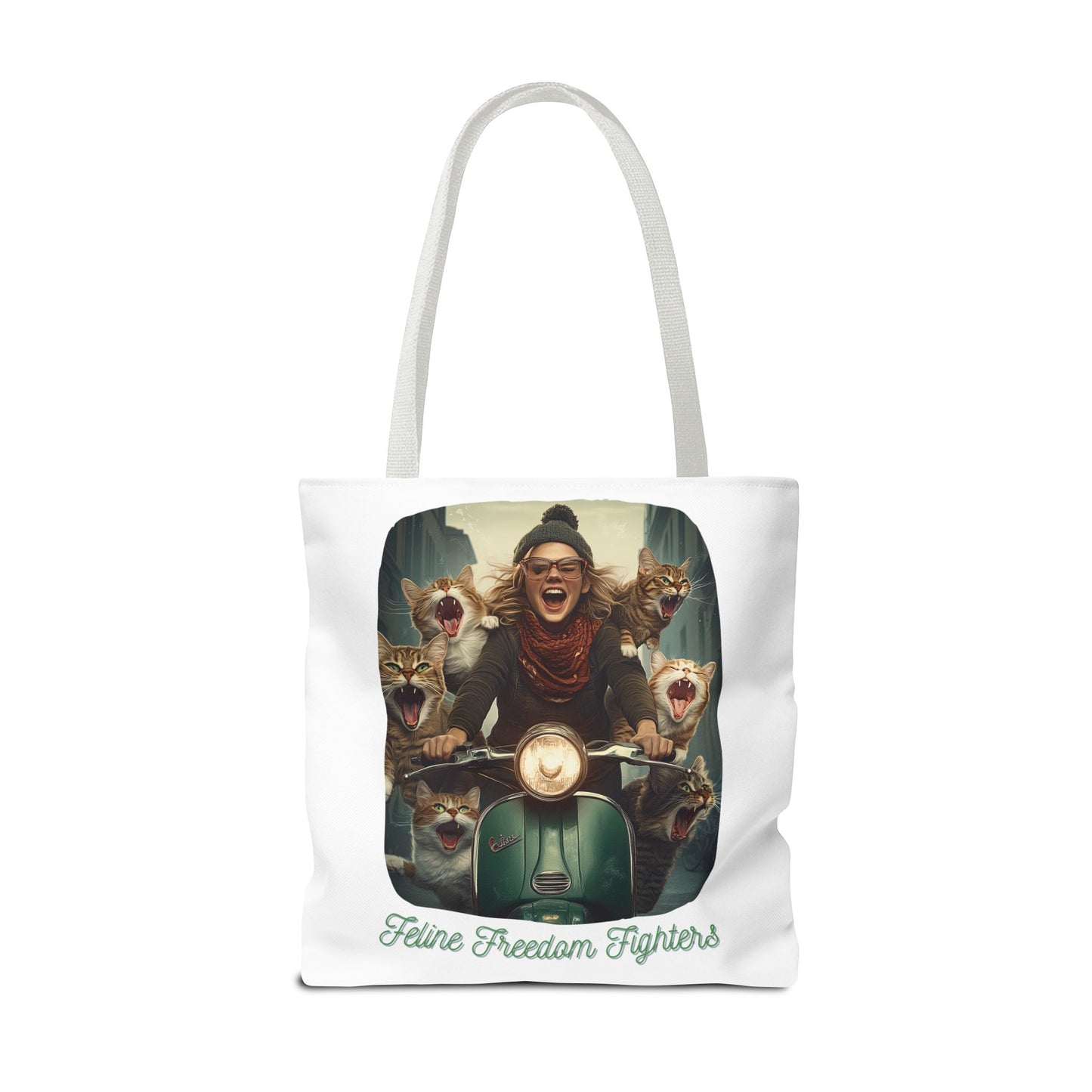 "Feline Freedom Fighters" Childless Cat Lady Tote Bag - Childless Cat Lady Tote Bag (AOP)