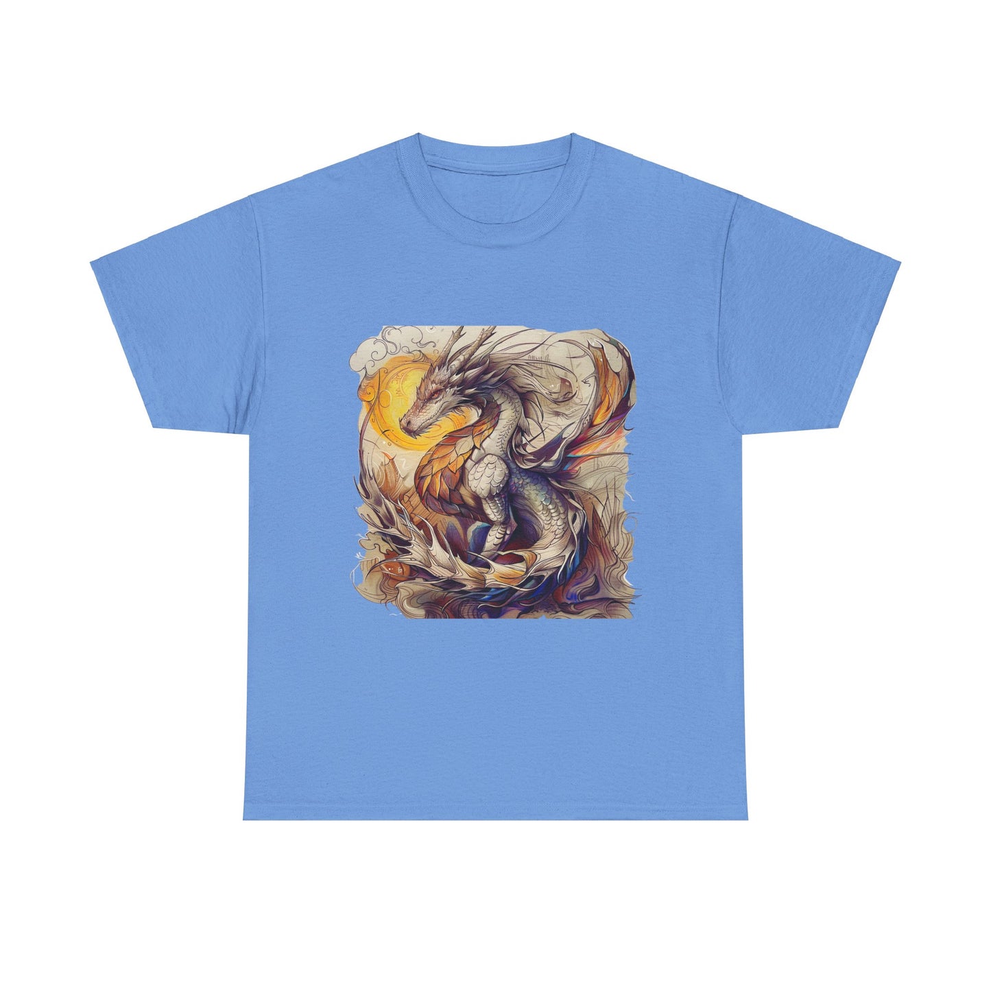 White Light Dragon Graphic Tee - Dragon T-shirt -  Dragon Lovers Unisex Heavy Cotton Tee T-Shirt