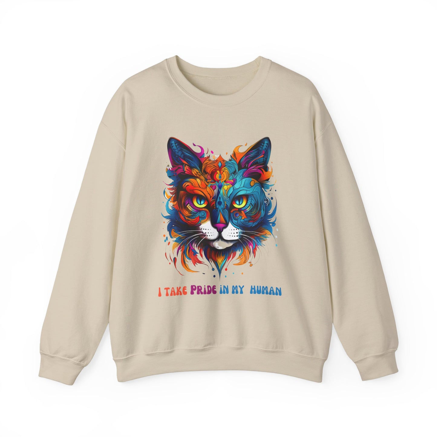 "I Take Pride in My Human" Pride Cat Sweatshirt, Cat Lovers Gift, Kitty Cat LGBTQ+ Shirt Unisex Sweatshirt Sweat Shirt, Many Colors