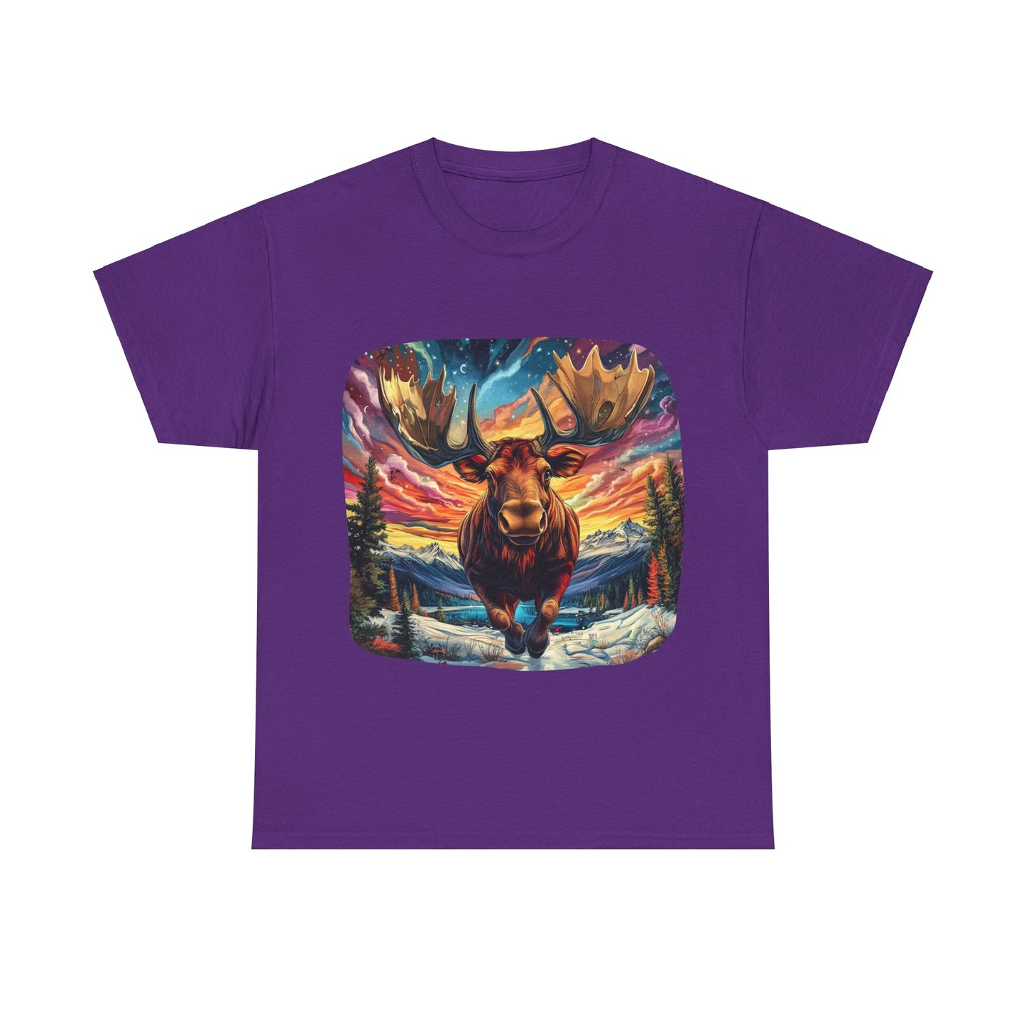 Romping Moose  - Vermont, Yukon, BC Moose - Moose Lover Unisex Heavy Cotton Tee T-Shirt