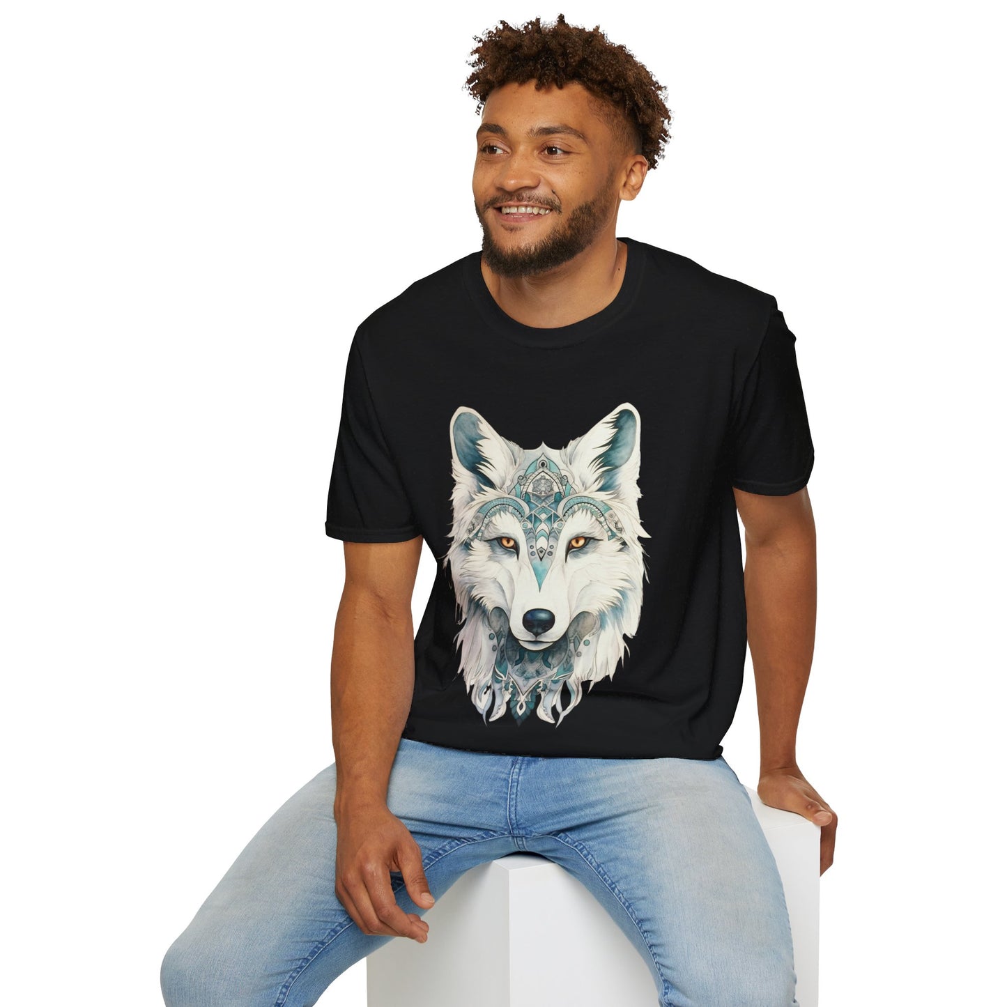 Snow Wolf, White Wolf Shirt, Lone Wolf Gift  Unisex Tee Shirt, T-Shirt Wolf Totem Spirit Medicine Softstyle T-Shirt Tee Teeshirt