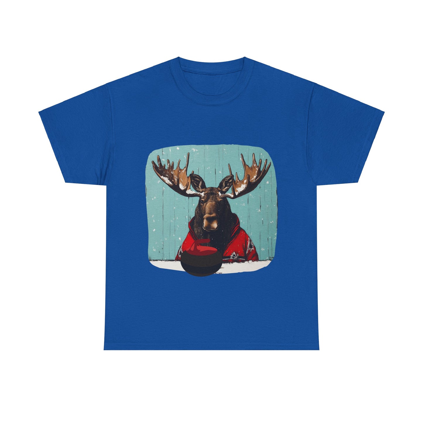 Moose Curling Champion V2- Moose Lover Unisex Heavy Cotton Tee T-Shirt