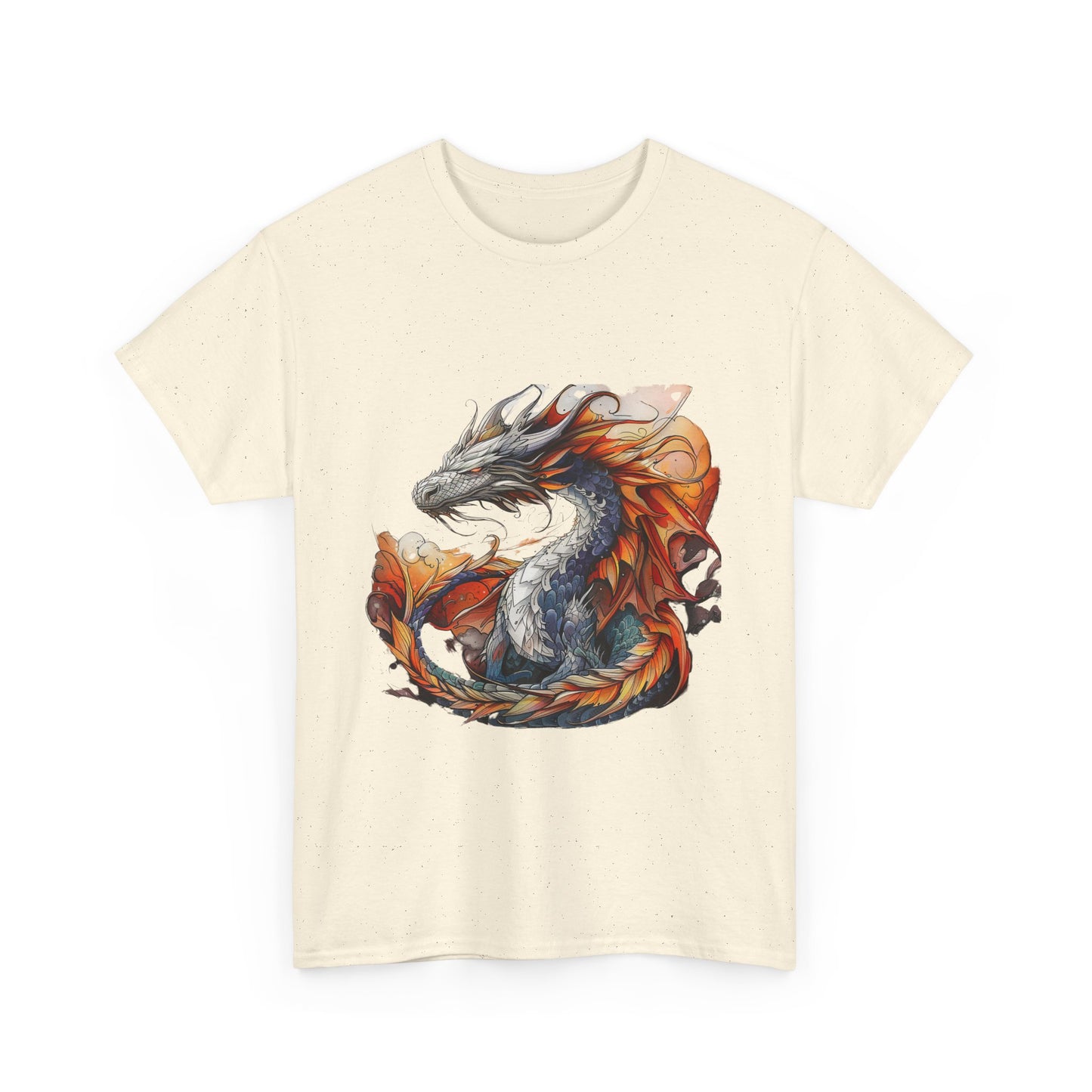 Orange Ancient Dragons Graphic Tee - Dragons and Reptiles -  Dragon Lovers Unisex Heavy Cotton Tee T-Shirt